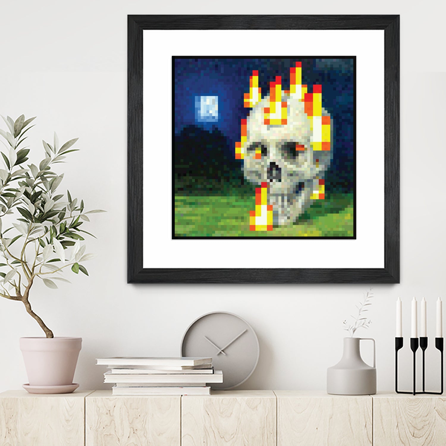 Minecraft Painting Skull on Fire by Javier Arrarte on GIANT ART - black game design