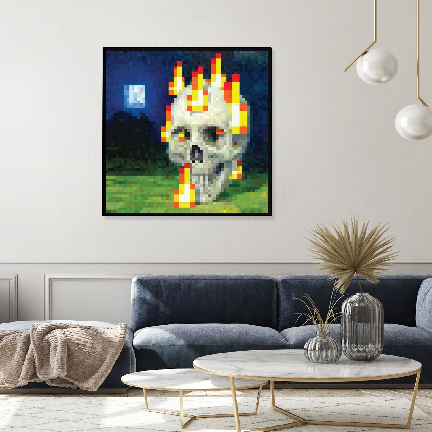 Minecraft Painting Skull on Fire by Javier Arrarte on GIANT ART - black game design