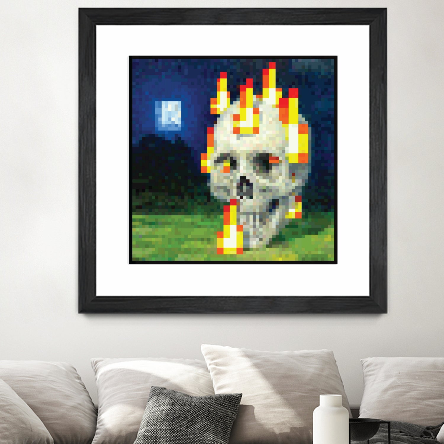 Minecraft Painting Skull on Fire by Javier Arrarte on GIANT ART - black game design