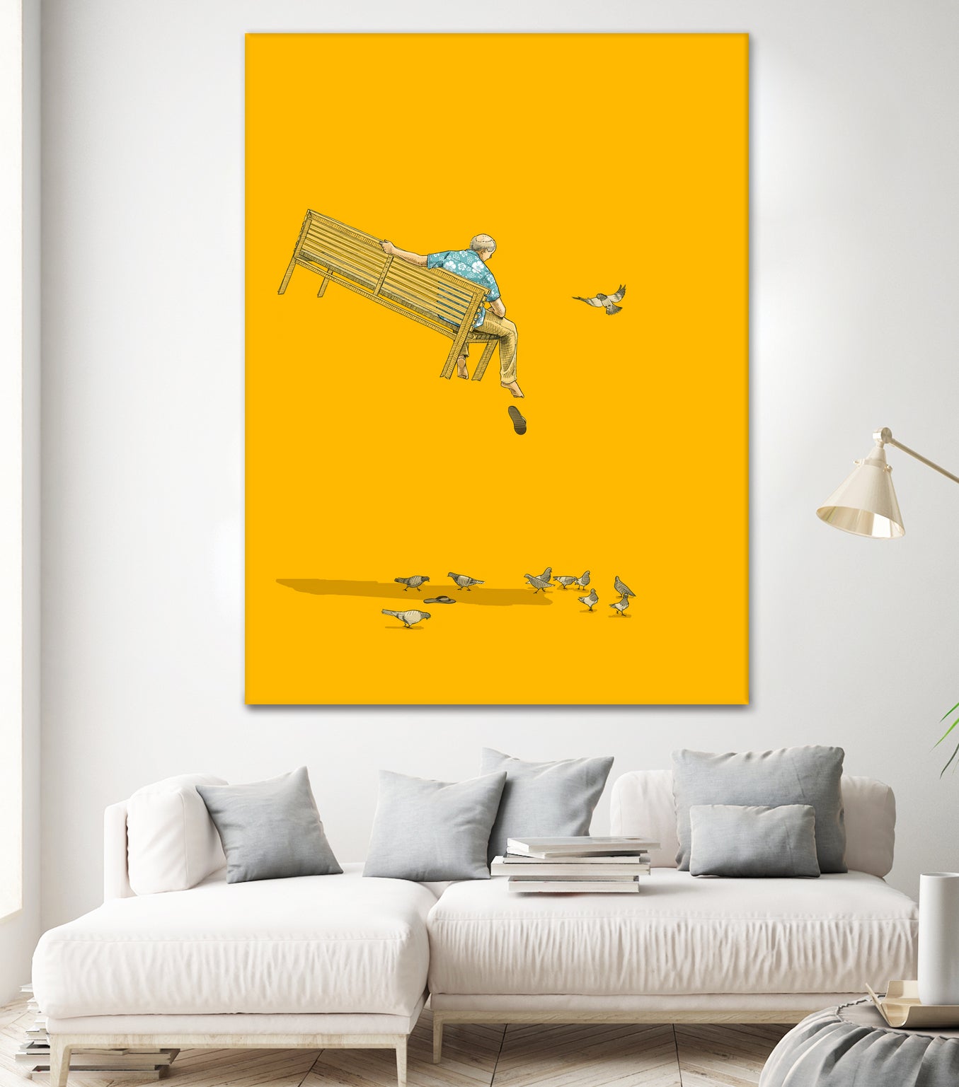 Float - With the pigeons by Jason Ratliff on GIANT ART - yellow digital painting