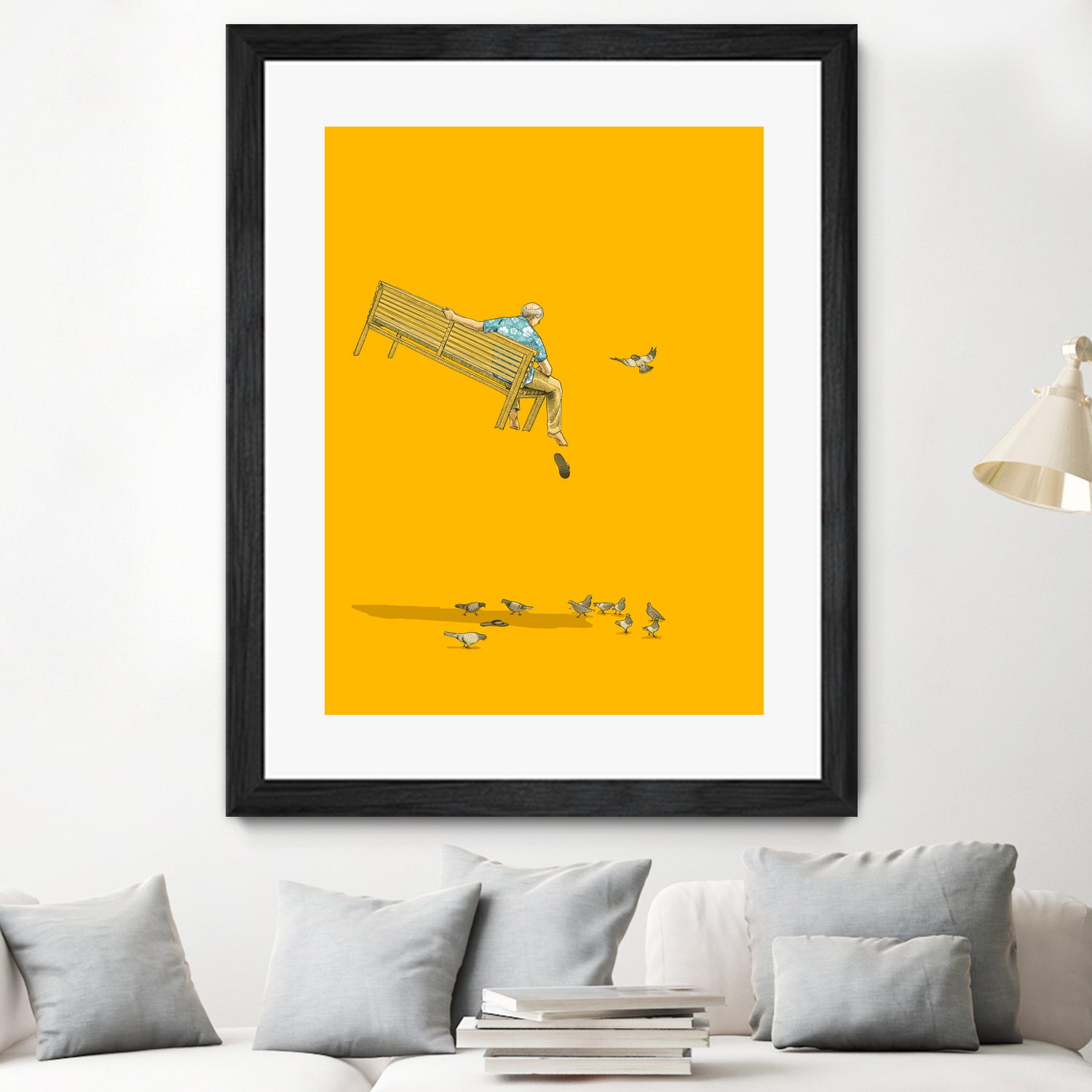 Float - With the pigeons by Jason Ratliff on GIANT ART - yellow digital painting