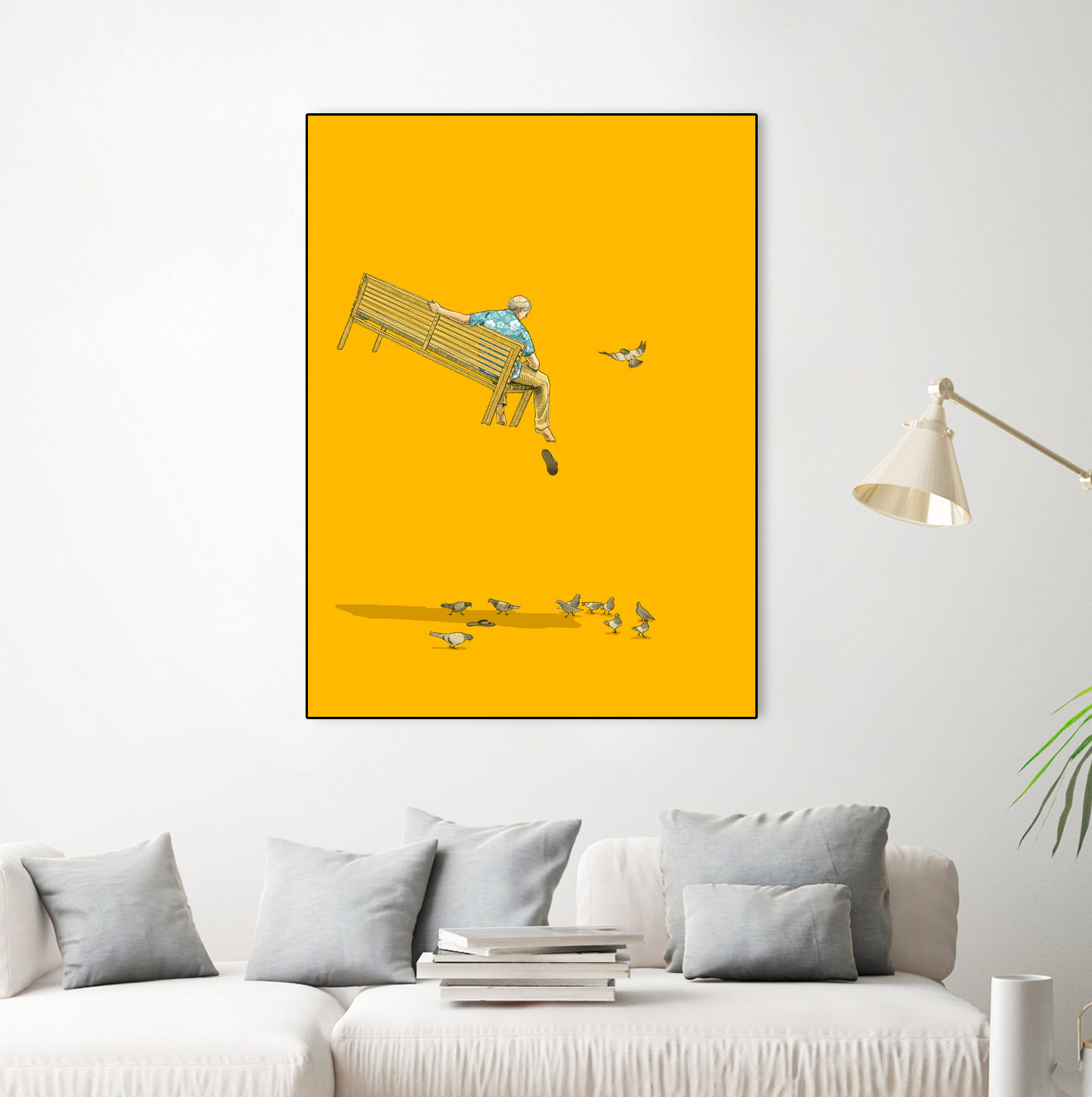 Float - With the pigeons by Jason Ratliff on GIANT ART - yellow digital painting