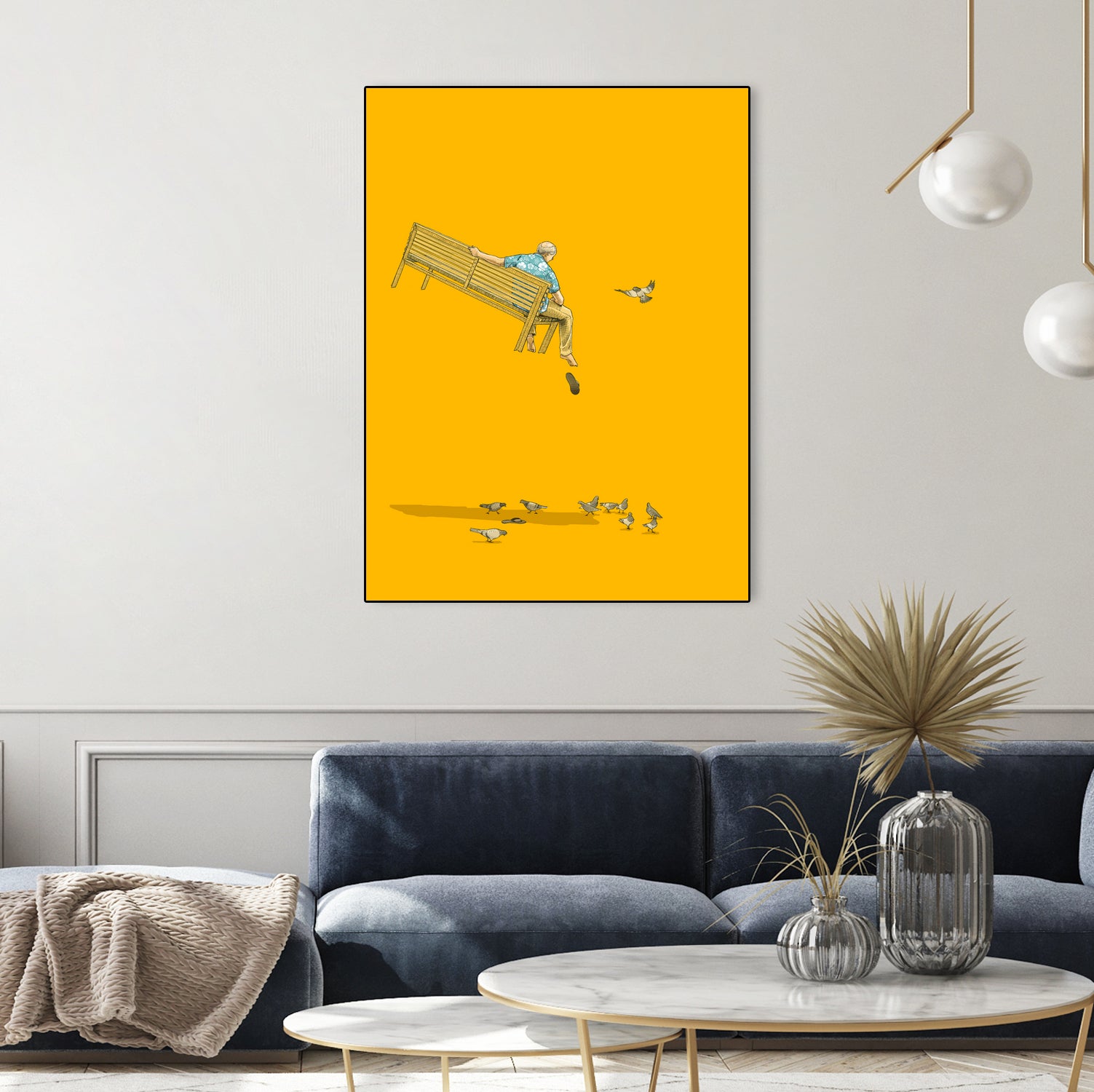 Float - With the pigeons by Jason Ratliff on GIANT ART - yellow digital painting