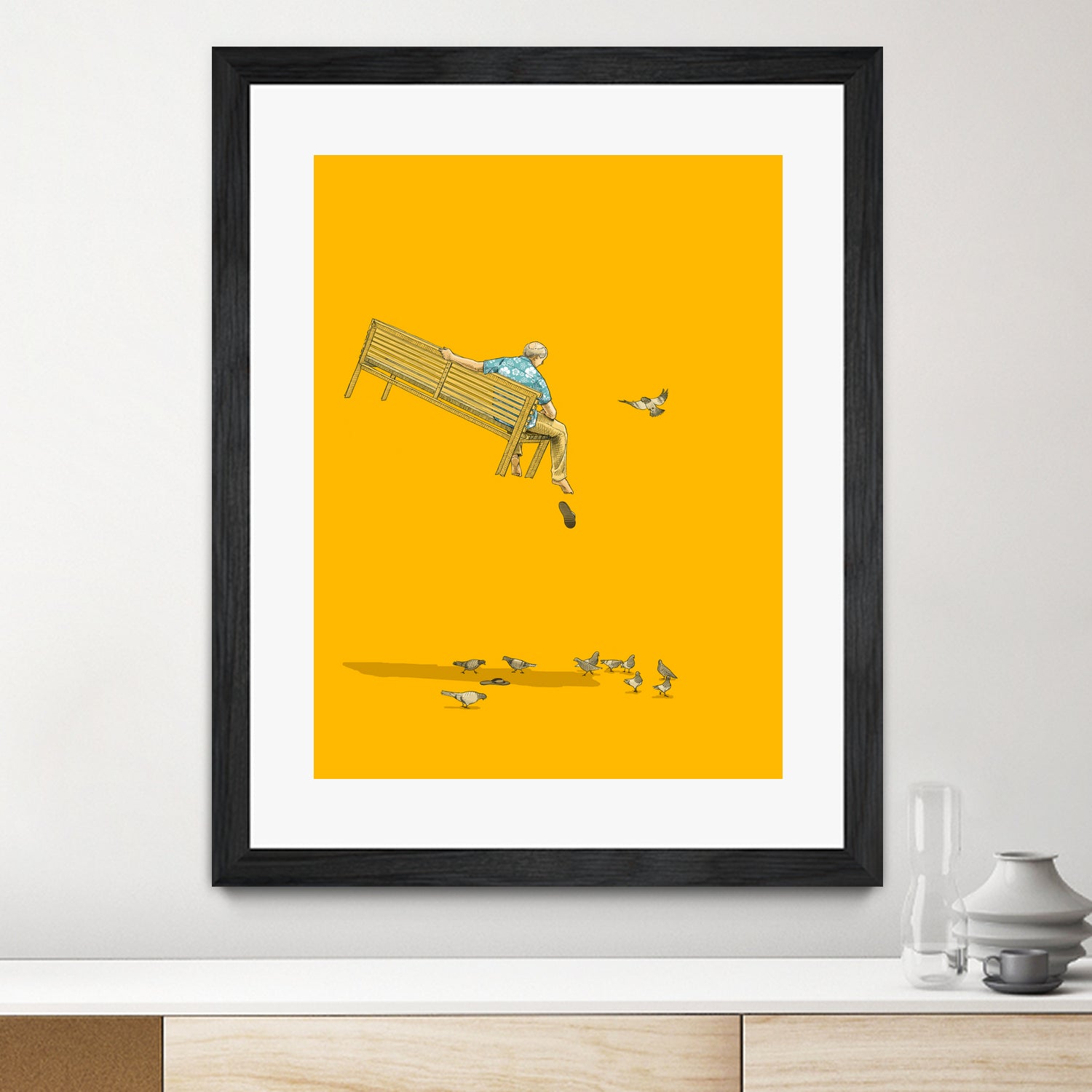 Float - With the pigeons by Jason Ratliff on GIANT ART - yellow digital painting