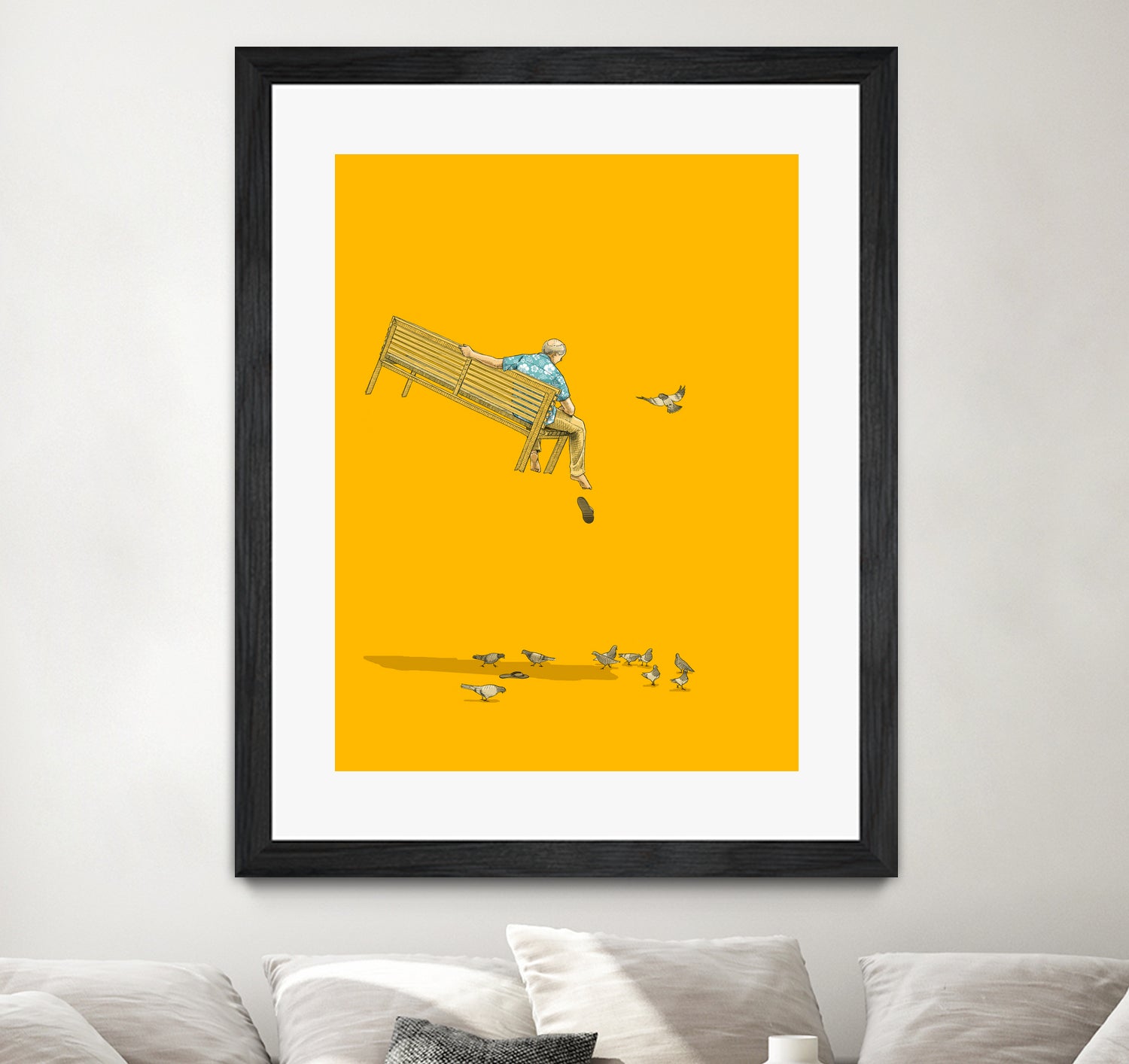 Float - With the pigeons by Jason Ratliff on GIANT ART - yellow digital painting