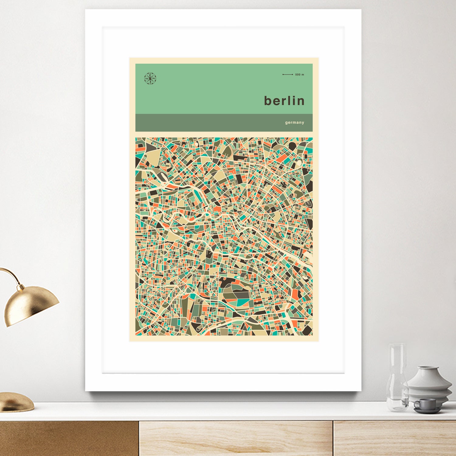 Berlin Map by Jazzberry Blue on GIANT ART - pink vector illustration