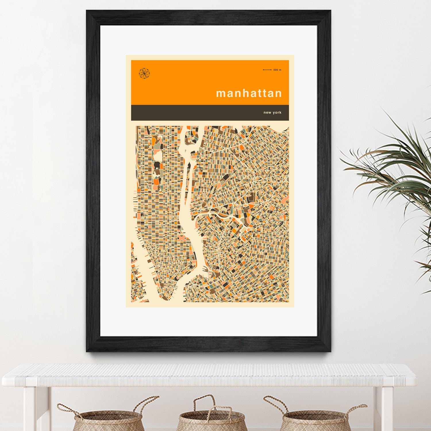 Manhattan Map by Jazzberry Blue on GIANT ART - orange vector illustration