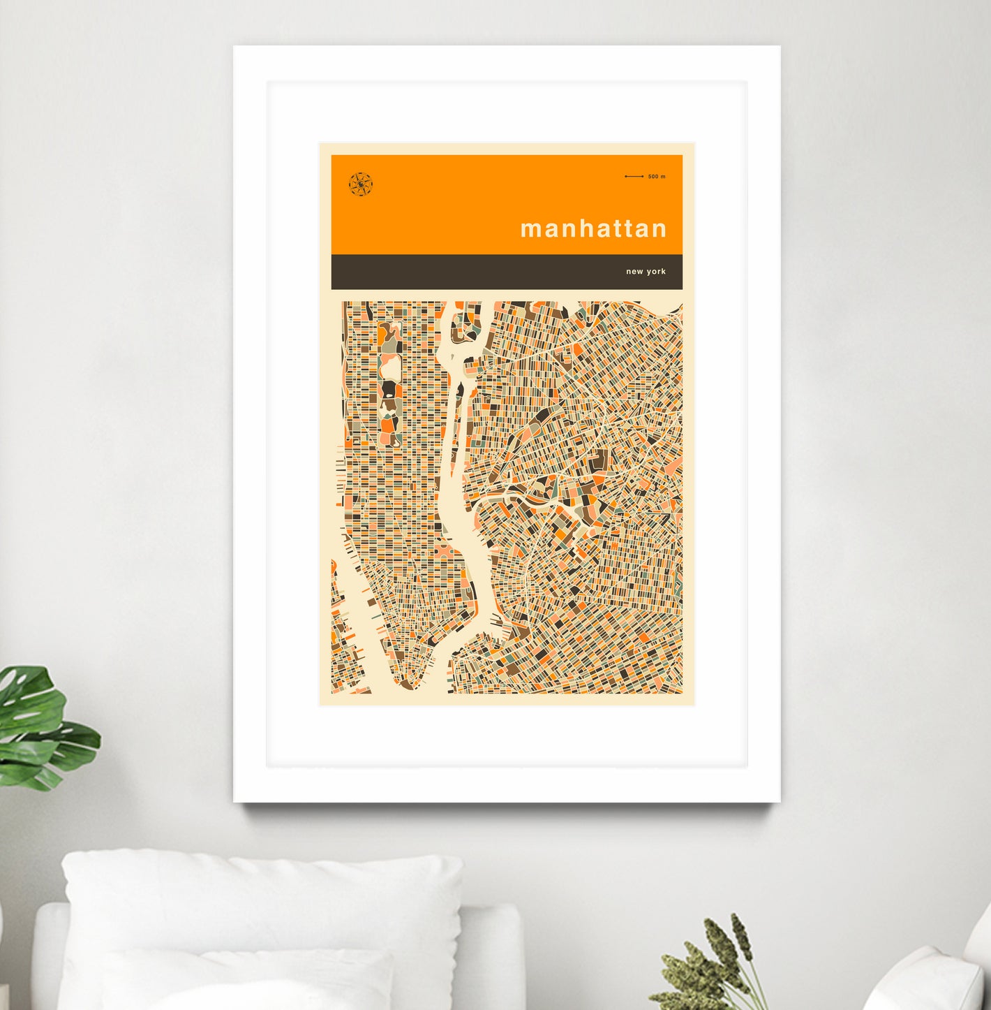 Manhattan Map by Jazzberry Blue on GIANT ART - orange vector illustration