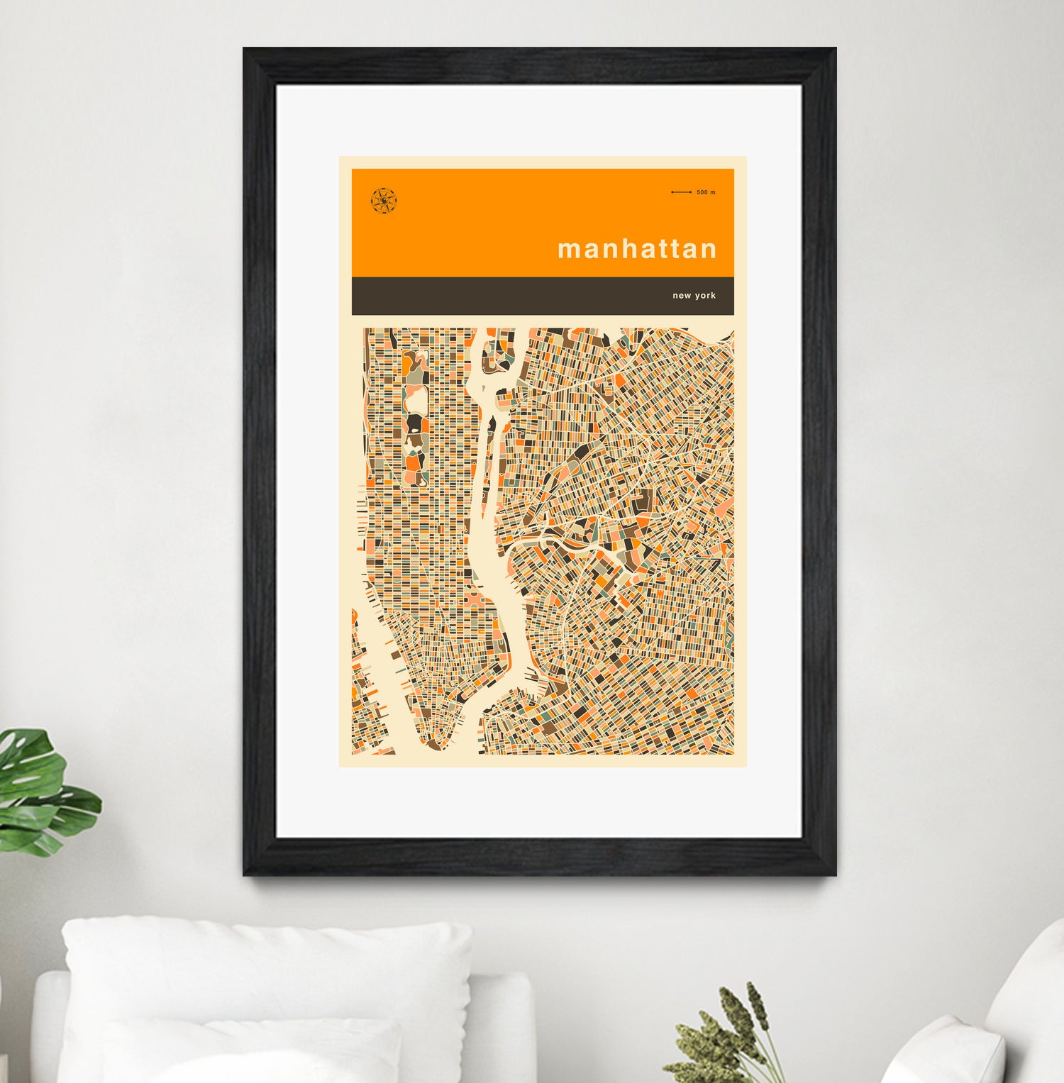 Manhattan Map by Jazzberry Blue on GIANT ART - orange vector illustration