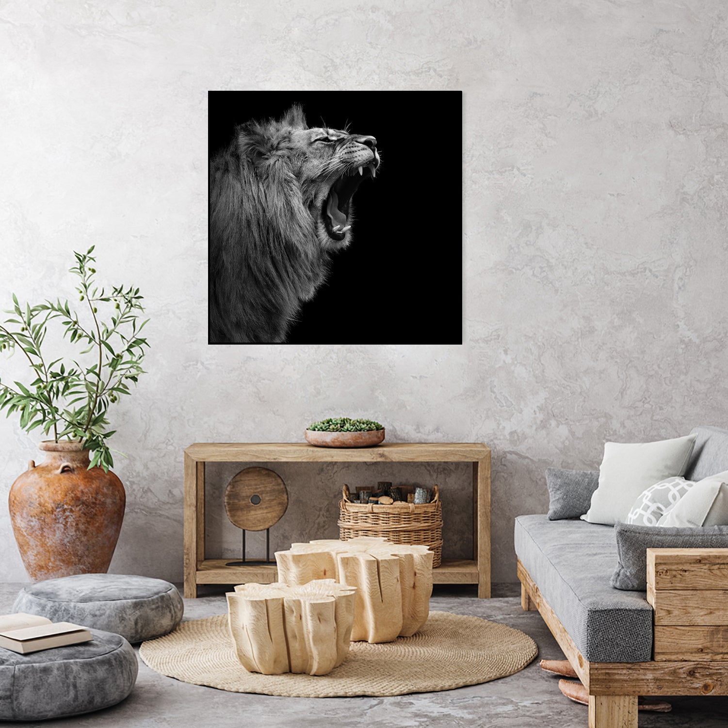 Lion in black and white by Lukas Holas on GIANT ART - black photo manipulation