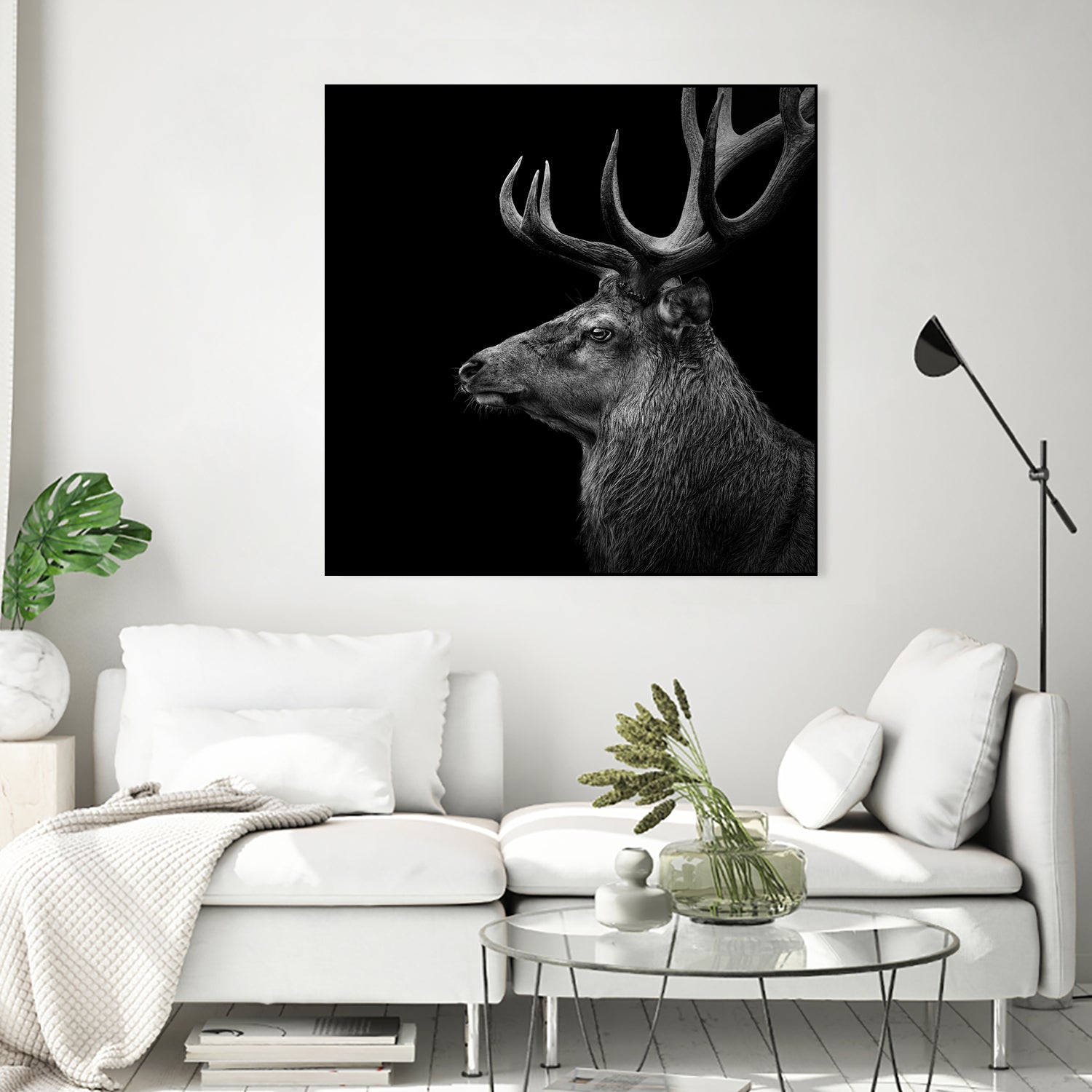 Deer In Black And White by Lukas Holas on GIANT ART - black photo manipulation