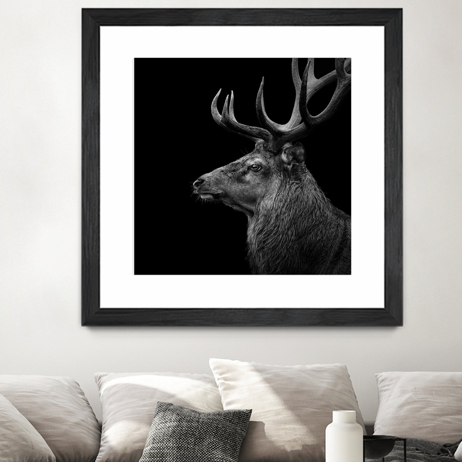 Deer In Black And White by Lukas Holas on GIANT ART - black photo manipulation