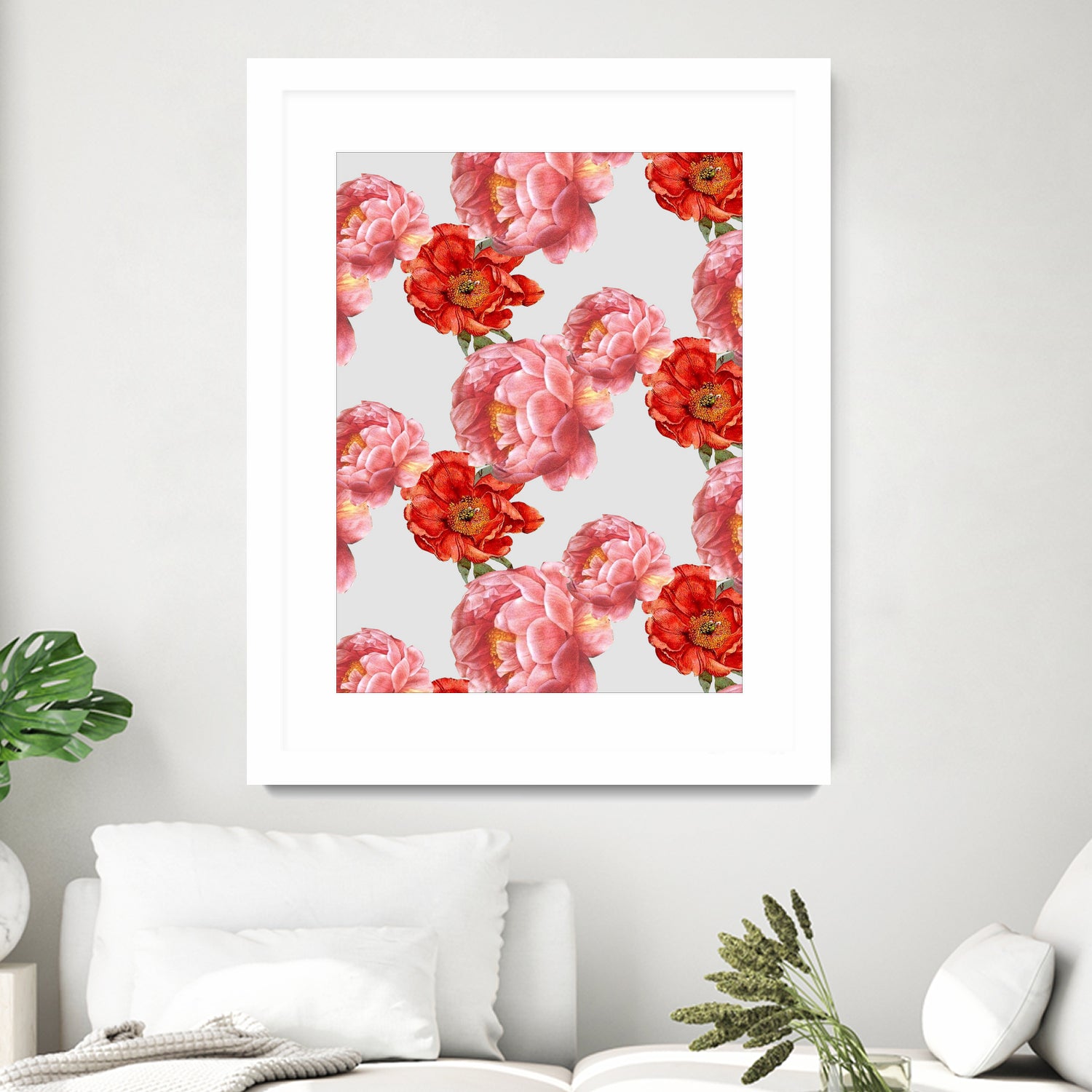 Vintage Floral by laura redburn on GIANT ART - red mixed media