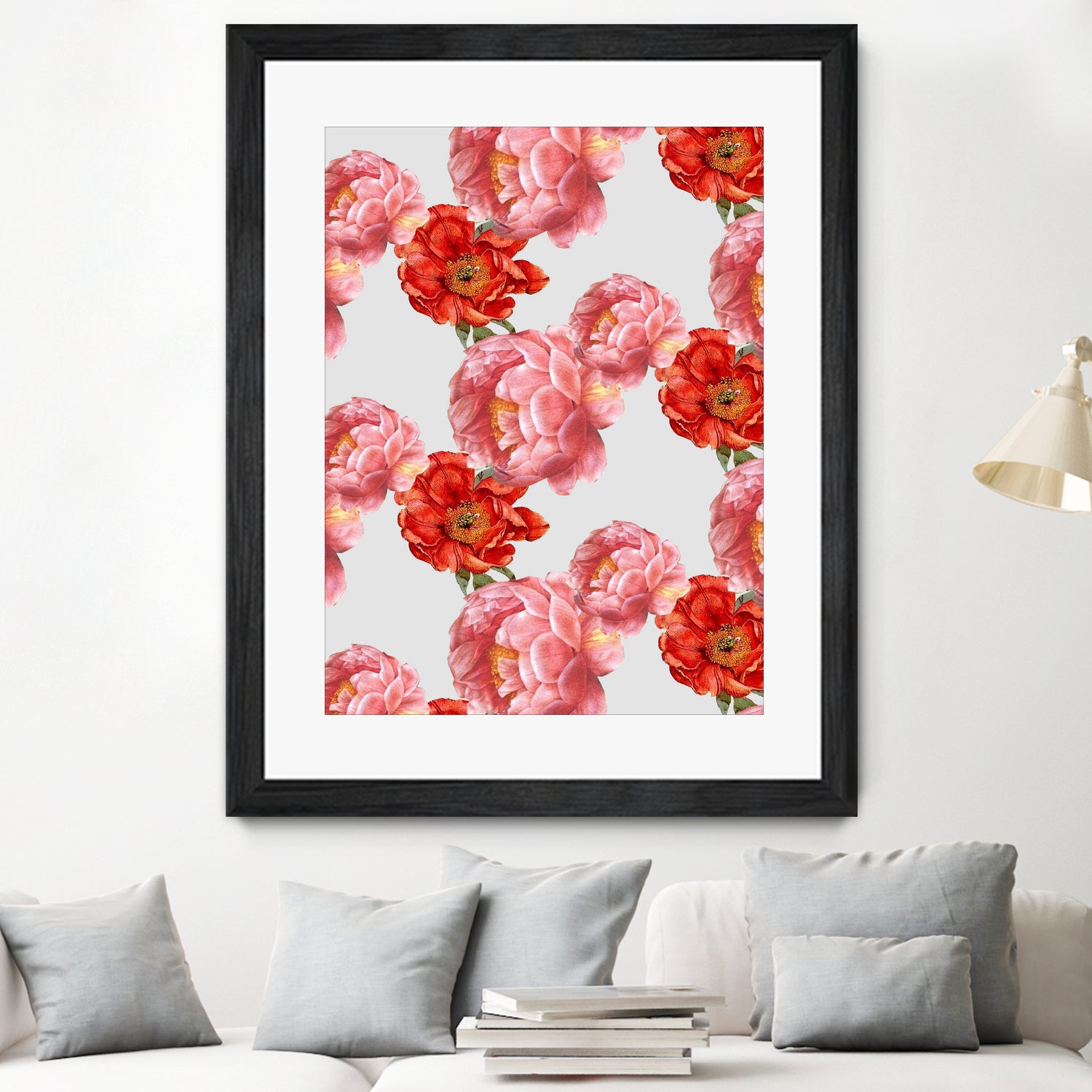 Vintage Floral by laura redburn on GIANT ART - red mixed media