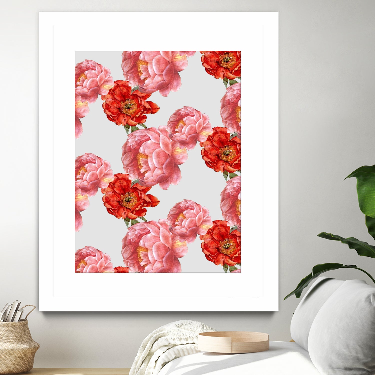 Vintage Floral by laura redburn on GIANT ART - red mixed media