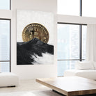 Bitcoin rising behind the mountain by Menelaos Trompoukis on GIANT ART - gray digital painting