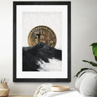 Bitcoin rising behind the mountain by Menelaos Trompoukis on GIANT ART - gray digital painting