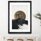 Bitcoin rising behind the mountain by Menelaos Trompoukis on GIANT ART - gray digital painting