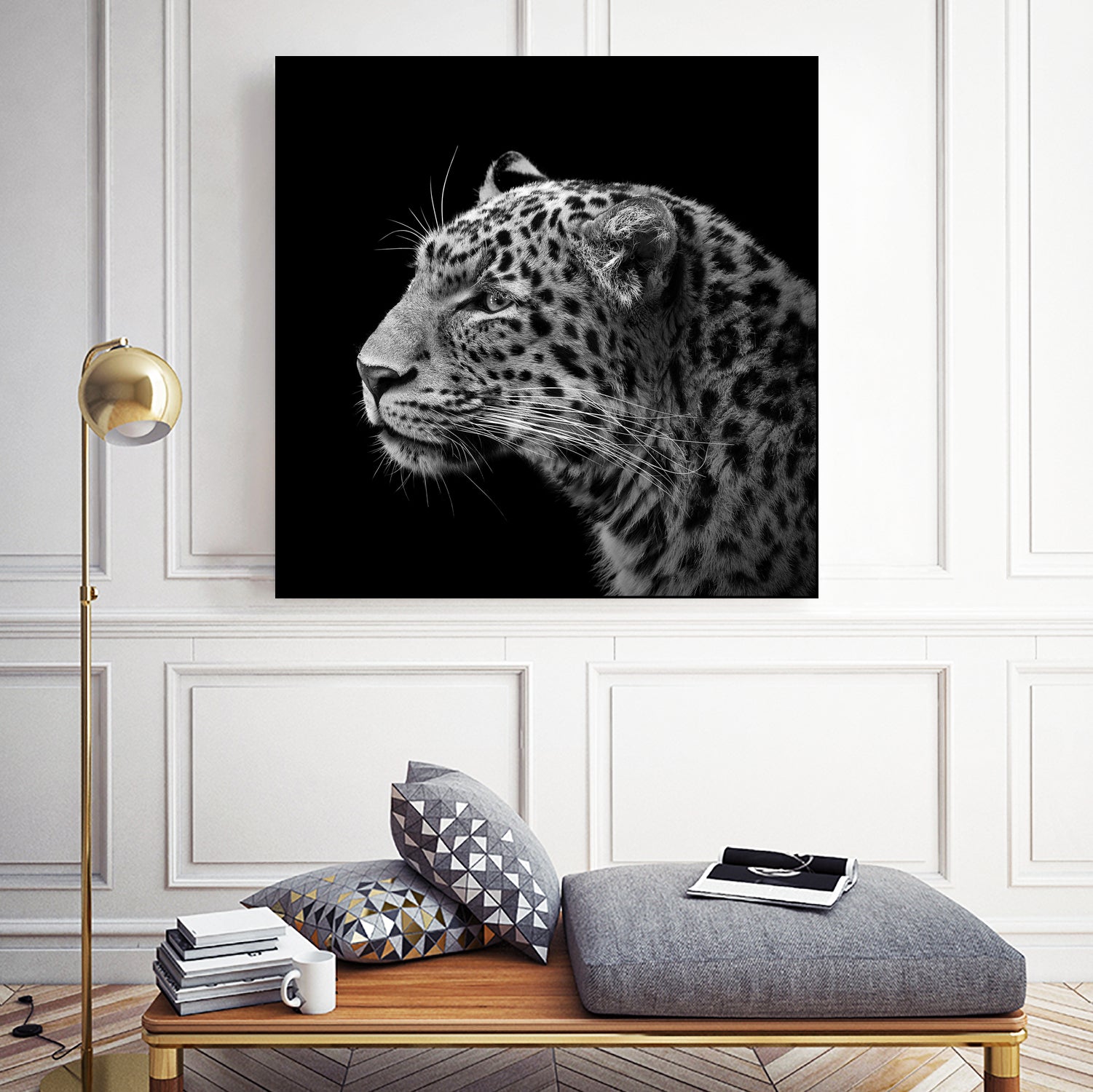 Leopard in black and white by Lukas Holas on GIANT ART - black photo manipulation