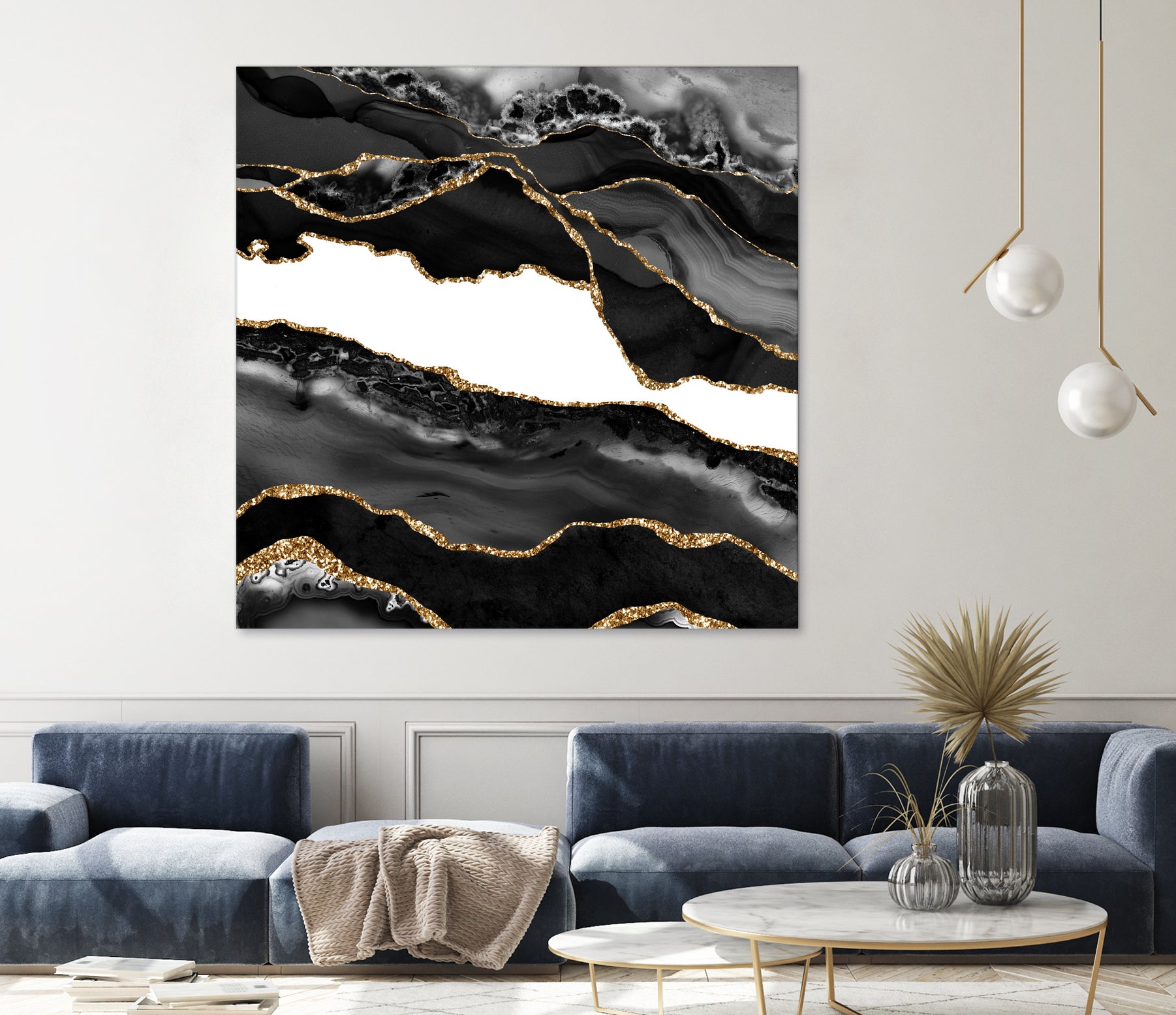 Black & Gold Agate Texture 06 by Isabel Muñoz on GIANT ART - black digital painting