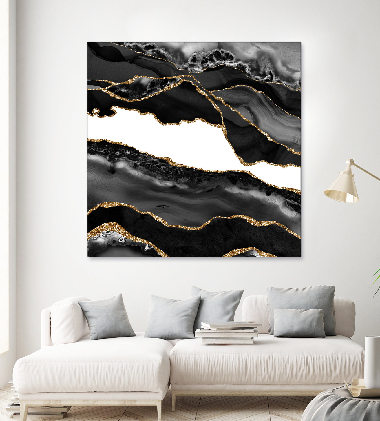 Black & Gold Agate Texture 06 by Isabel Muñoz on GIANT ART - black digital painting