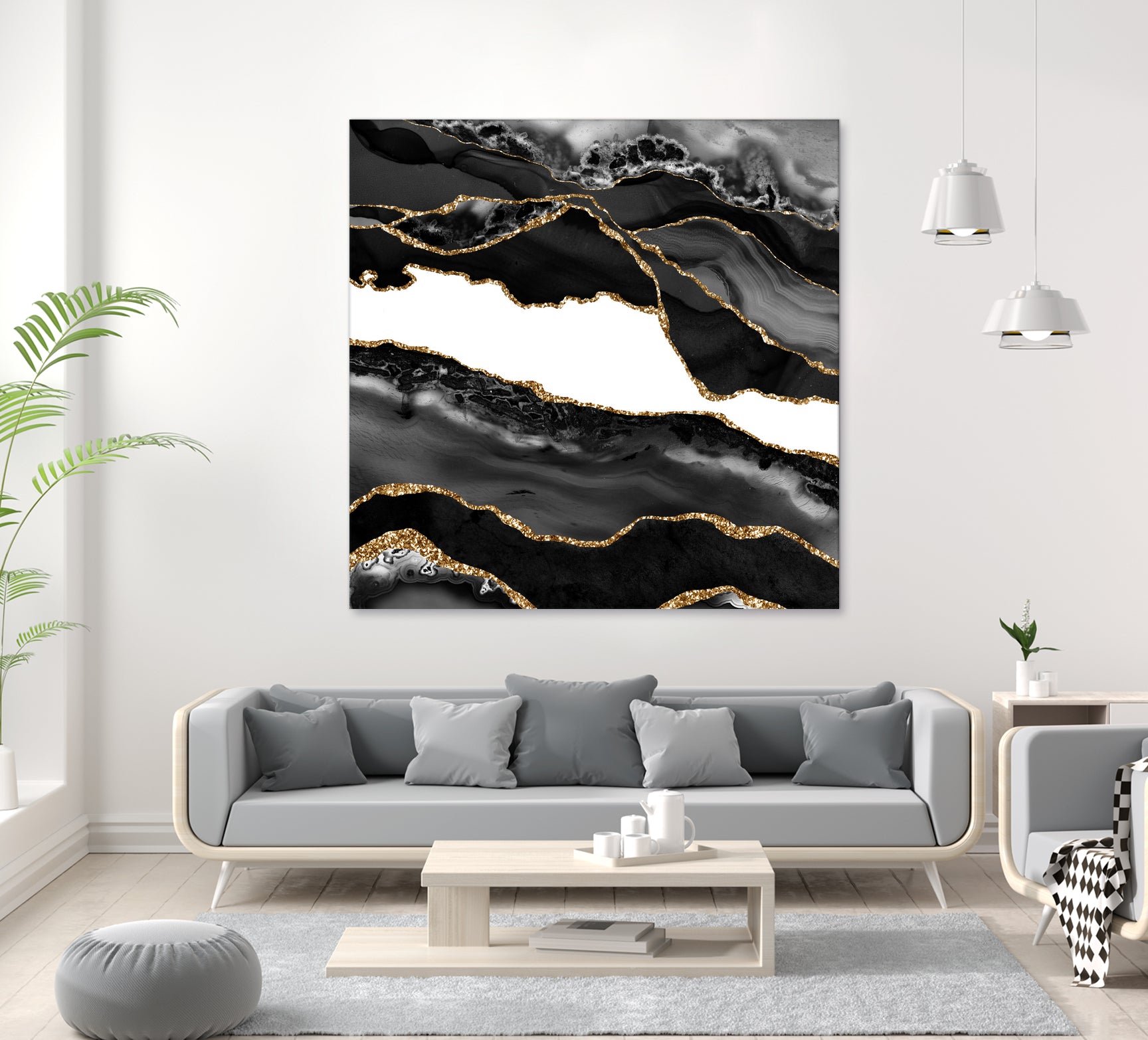 Black & Gold Agate Texture 06 by Isabel Muñoz on GIANT ART - black digital painting