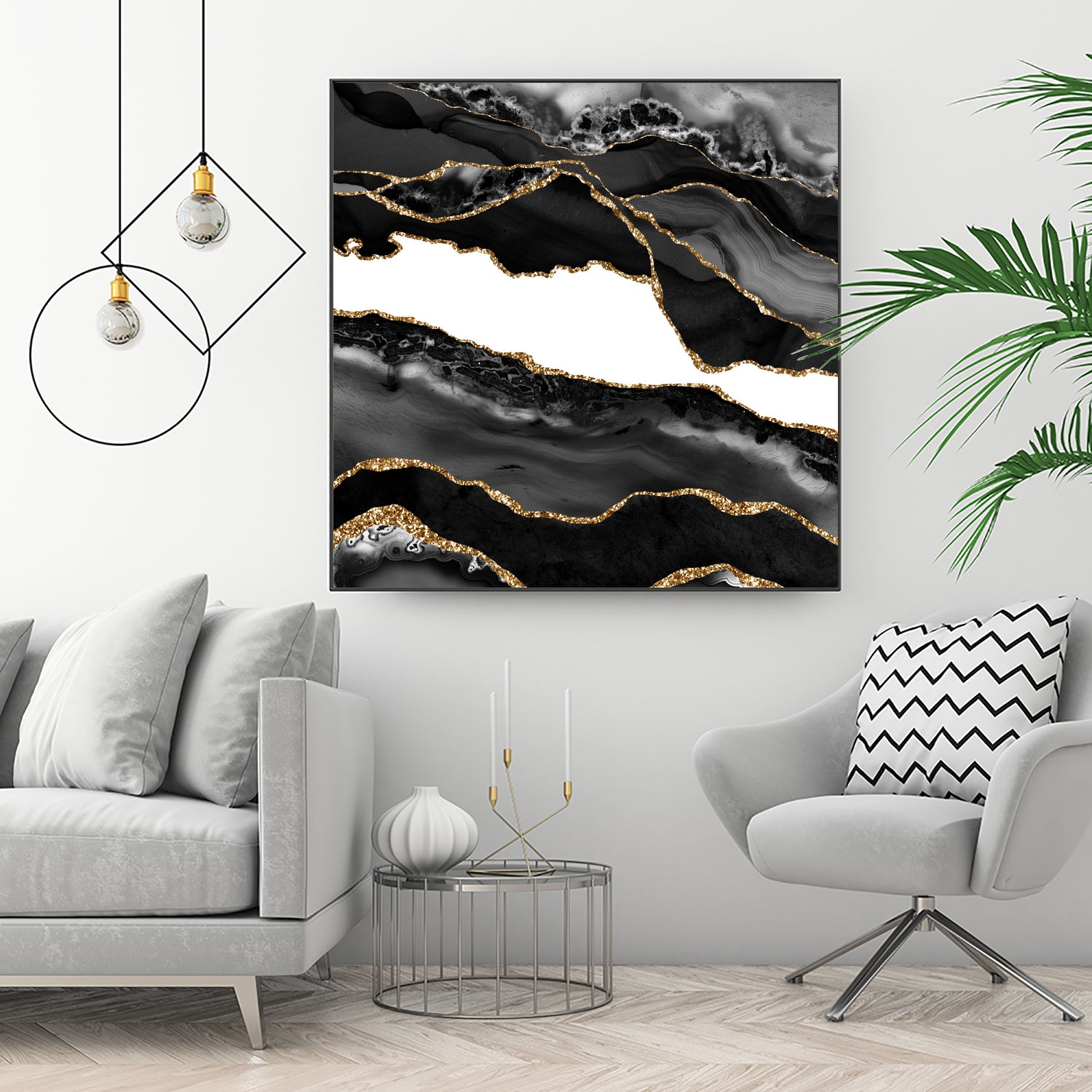 Black & Gold Agate Texture 06 by Isabel Muñoz on GIANT ART - black digital painting