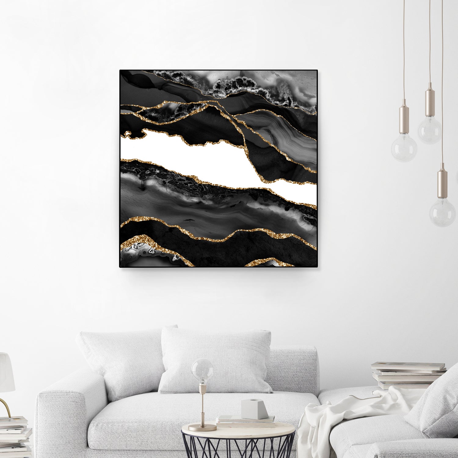 Black & Gold Agate Texture 06 by Isabel Muñoz on GIANT ART - black digital painting