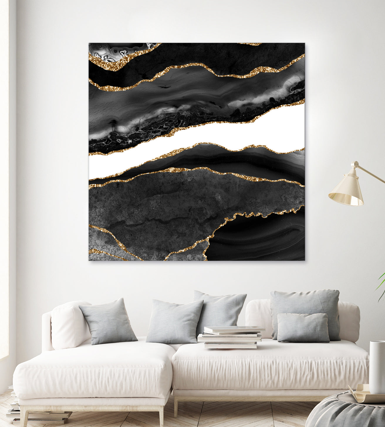 Black & Gold Agate Texture 08 by Isabel Muñoz on GIANT ART - black digital painting