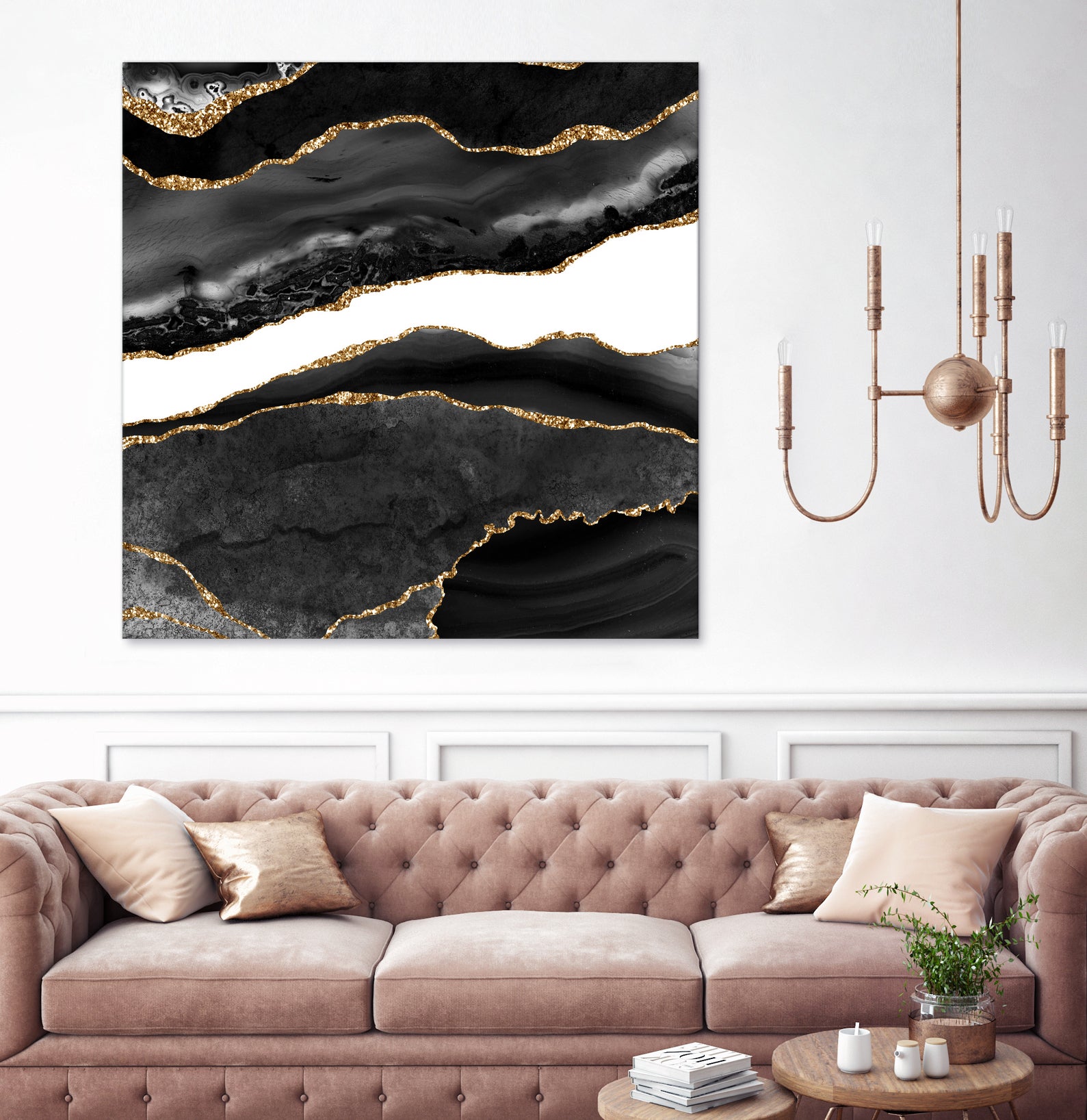 Black & Gold Agate Texture 08 by Isabel Muñoz on GIANT ART - black digital painting