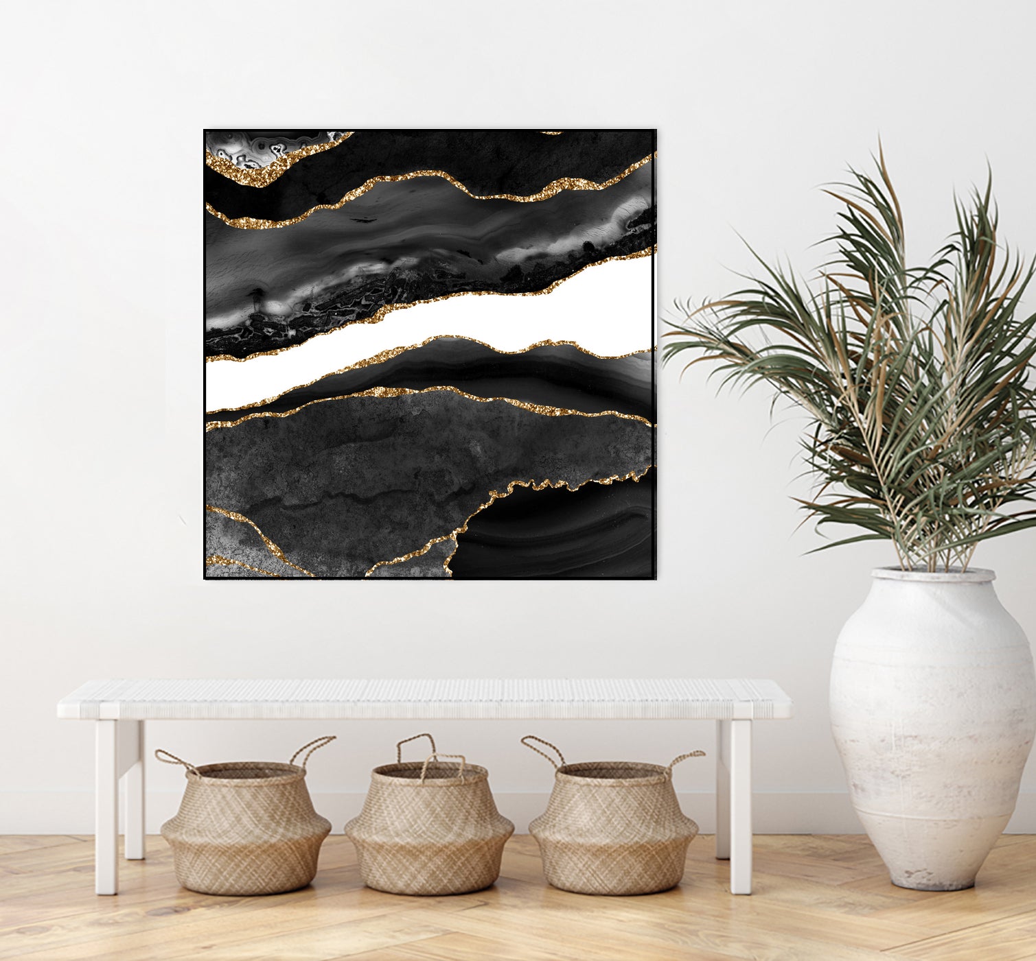 Black & Gold Agate Texture 08 by Isabel Muñoz on GIANT ART - black digital painting