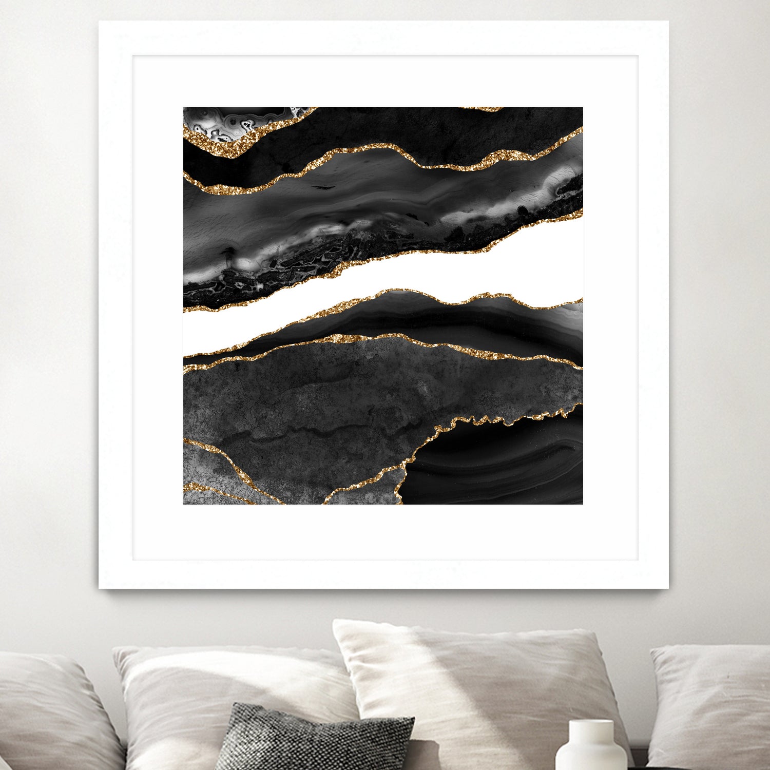 Black & Gold Agate Texture 08 by Isabel Muñoz on GIANT ART - black digital painting