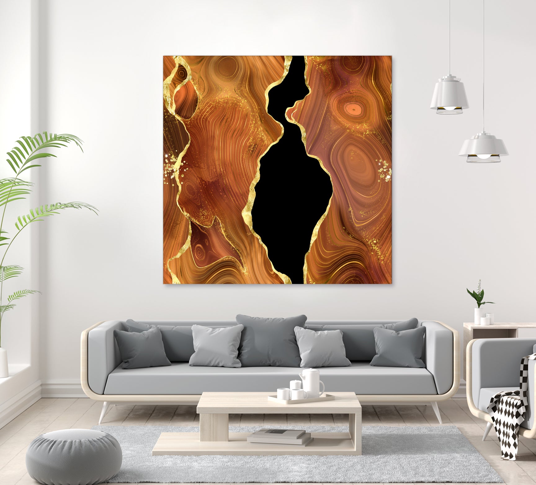 Orange Gold Agate Texture 04 by Isabel Muñoz on GIANT ART - orange digital painting