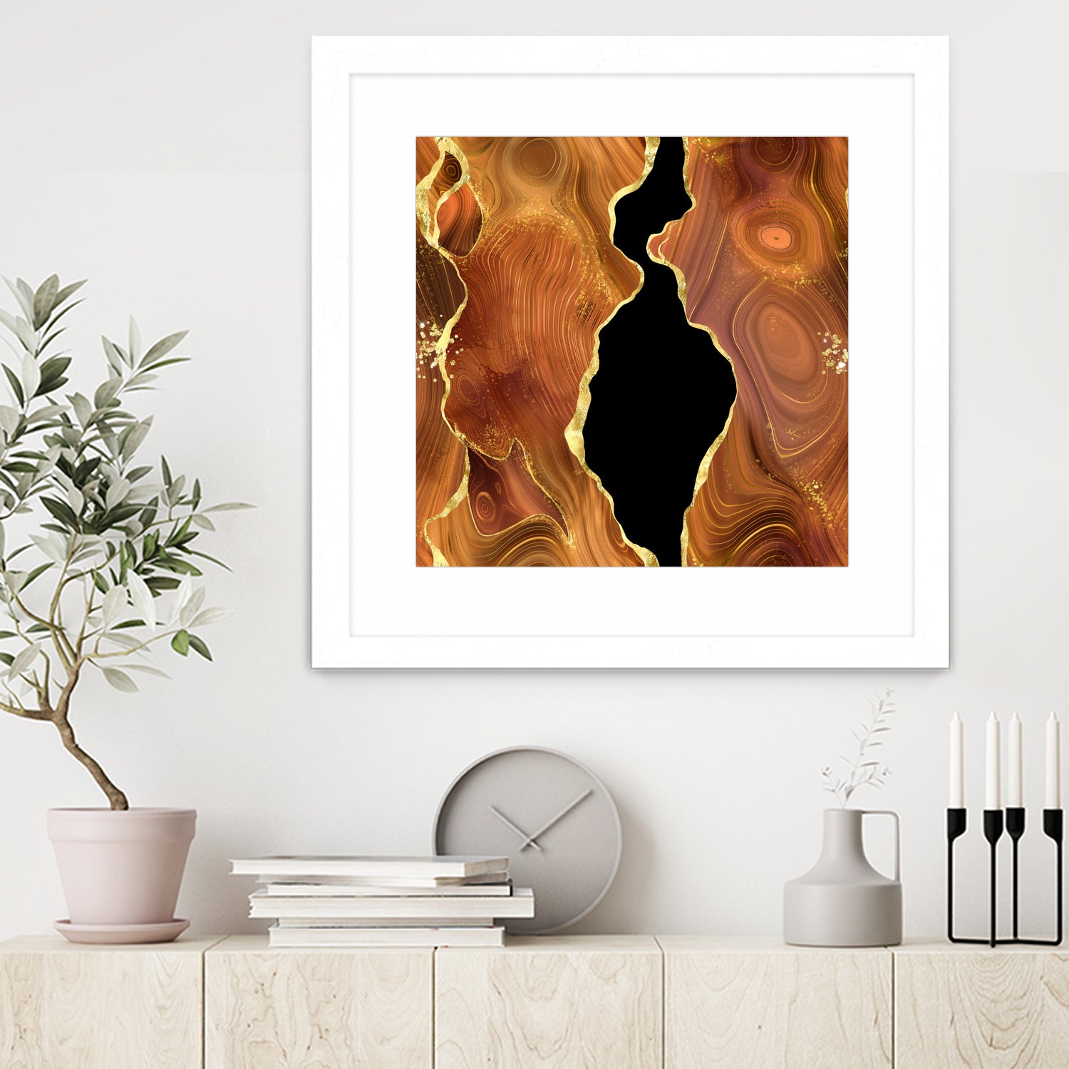 Orange Gold Agate Texture 04 by Isabel Muñoz on GIANT ART - orange digital painting