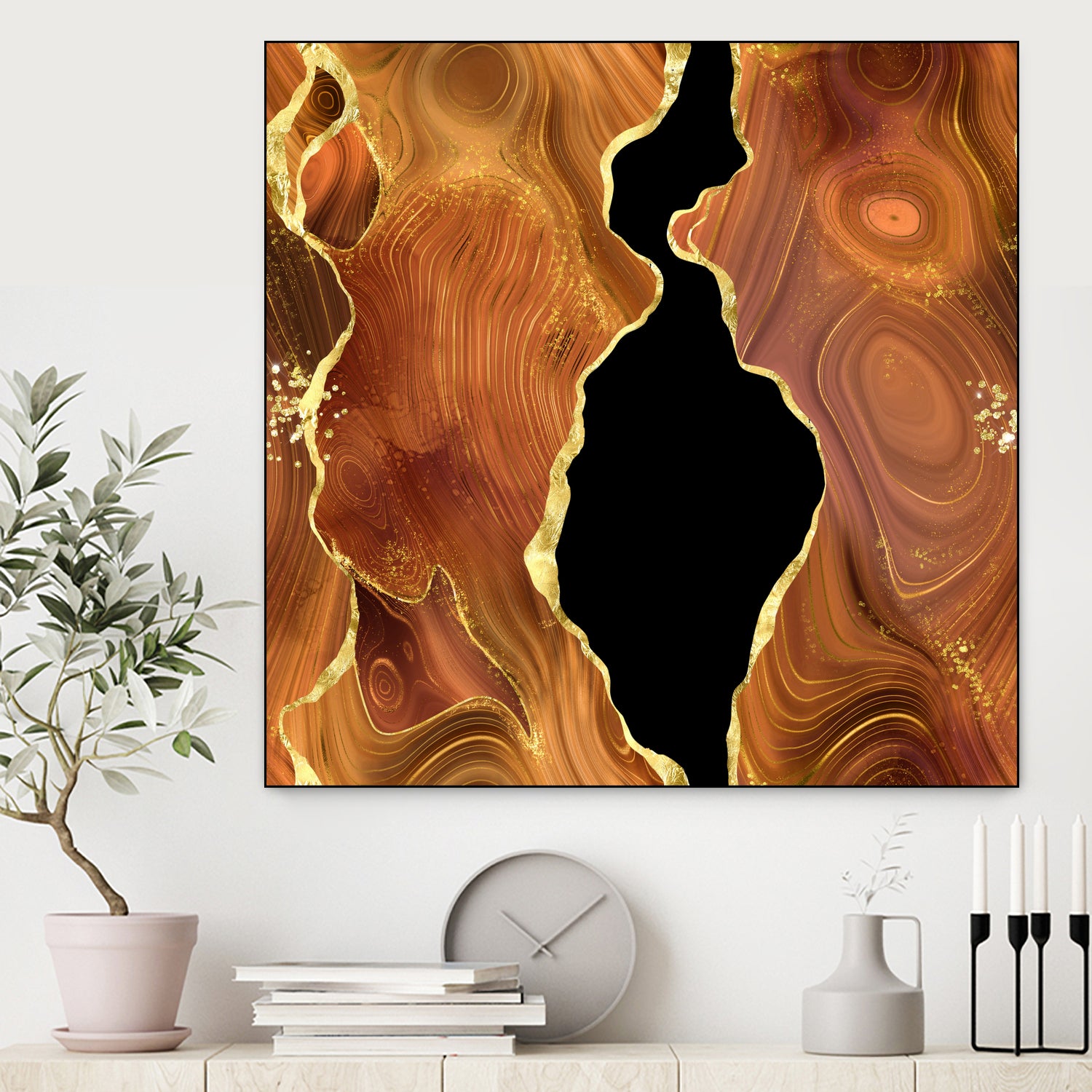 Orange Gold Agate Texture 04 by Isabel Muñoz on GIANT ART - orange digital painting