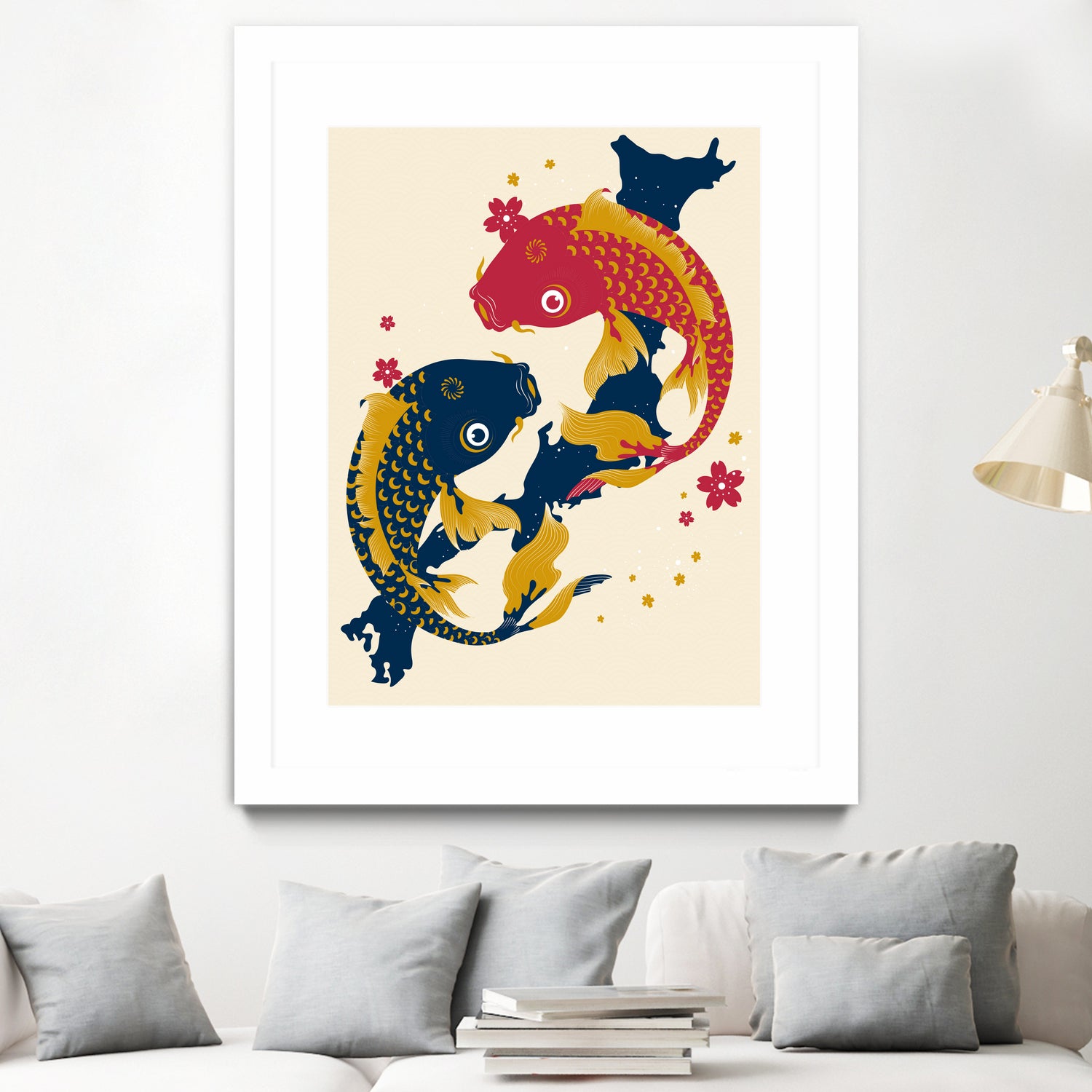 Koi Fish Japan Red Blue Illustrations by Edo Agus Setiawan on GIANT ART - yellow photo illustration