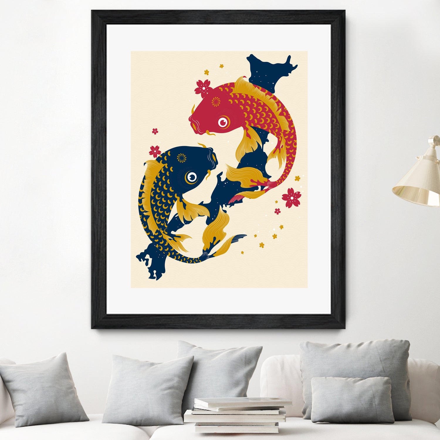 Koi Fish Japan Red Blue Illustrations by Edo Agus Setiawan on GIANT ART - yellow photo illustration