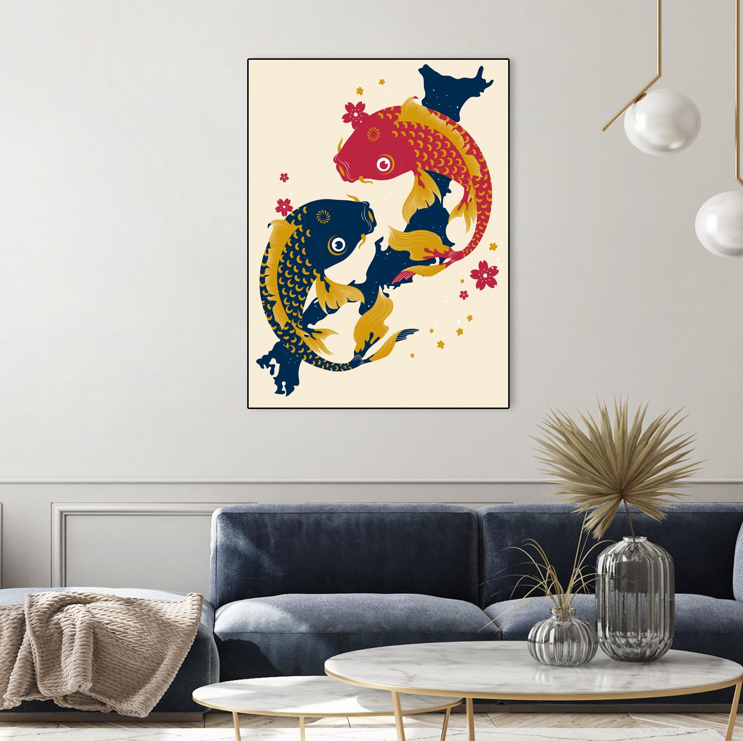 Koi Fish Japan Red Blue Illustrations by Edo Agus Setiawan on GIANT ART - yellow photo illustration