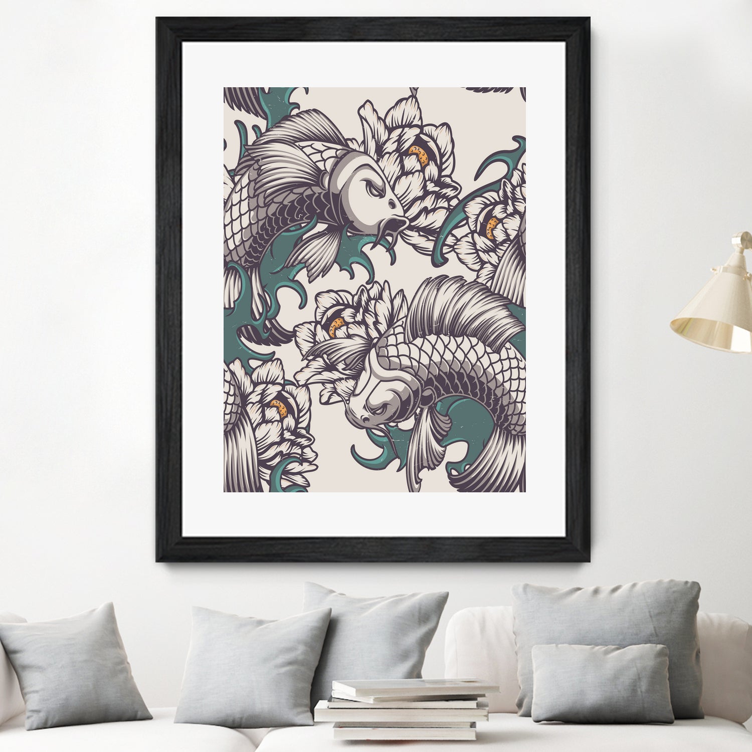 Koi Fish Japan Illustrations by Edo Agus Setiawan on GIANT ART - white digital painting