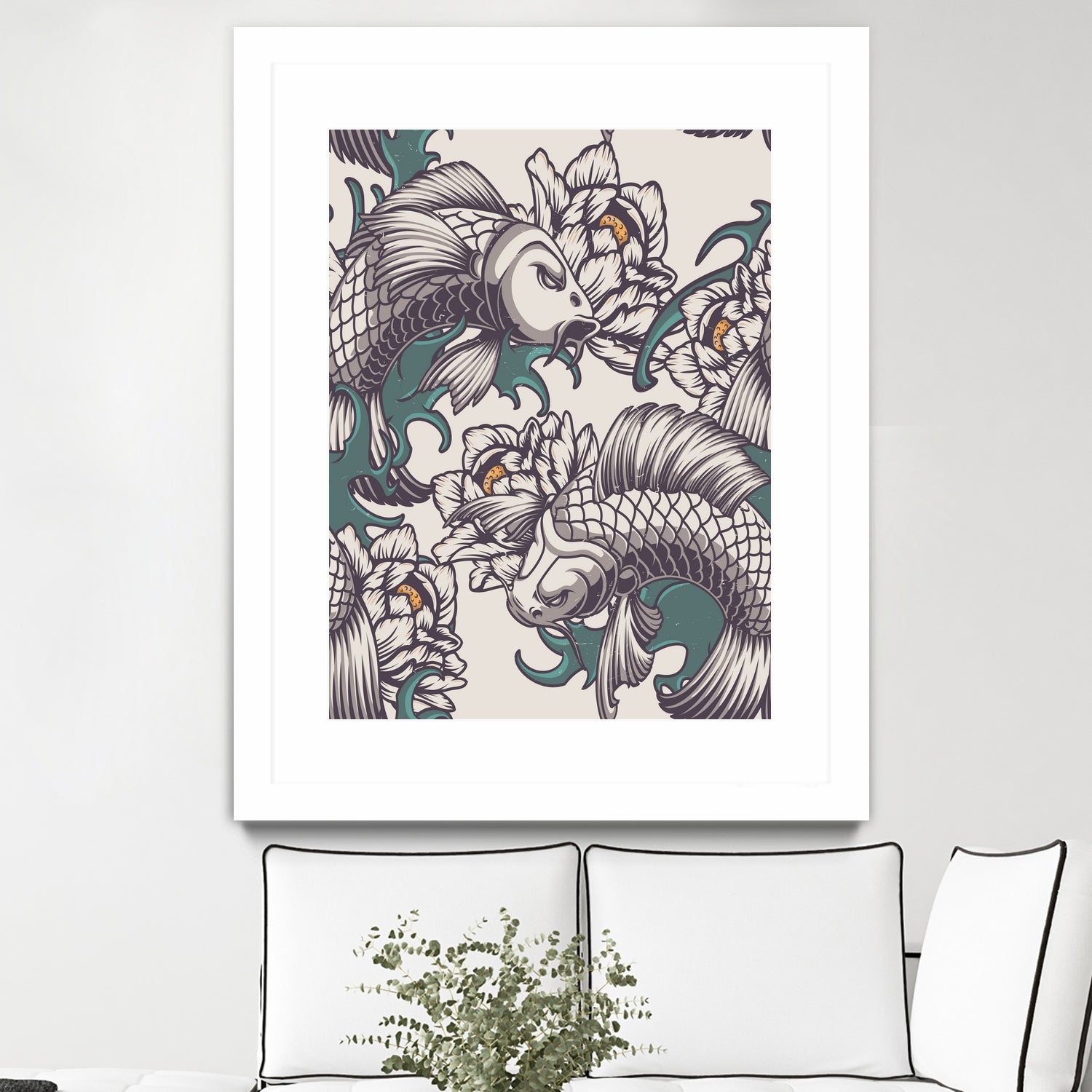 Koi Fish Japan Illustrations by Edo Agus Setiawan on GIANT ART - white digital painting