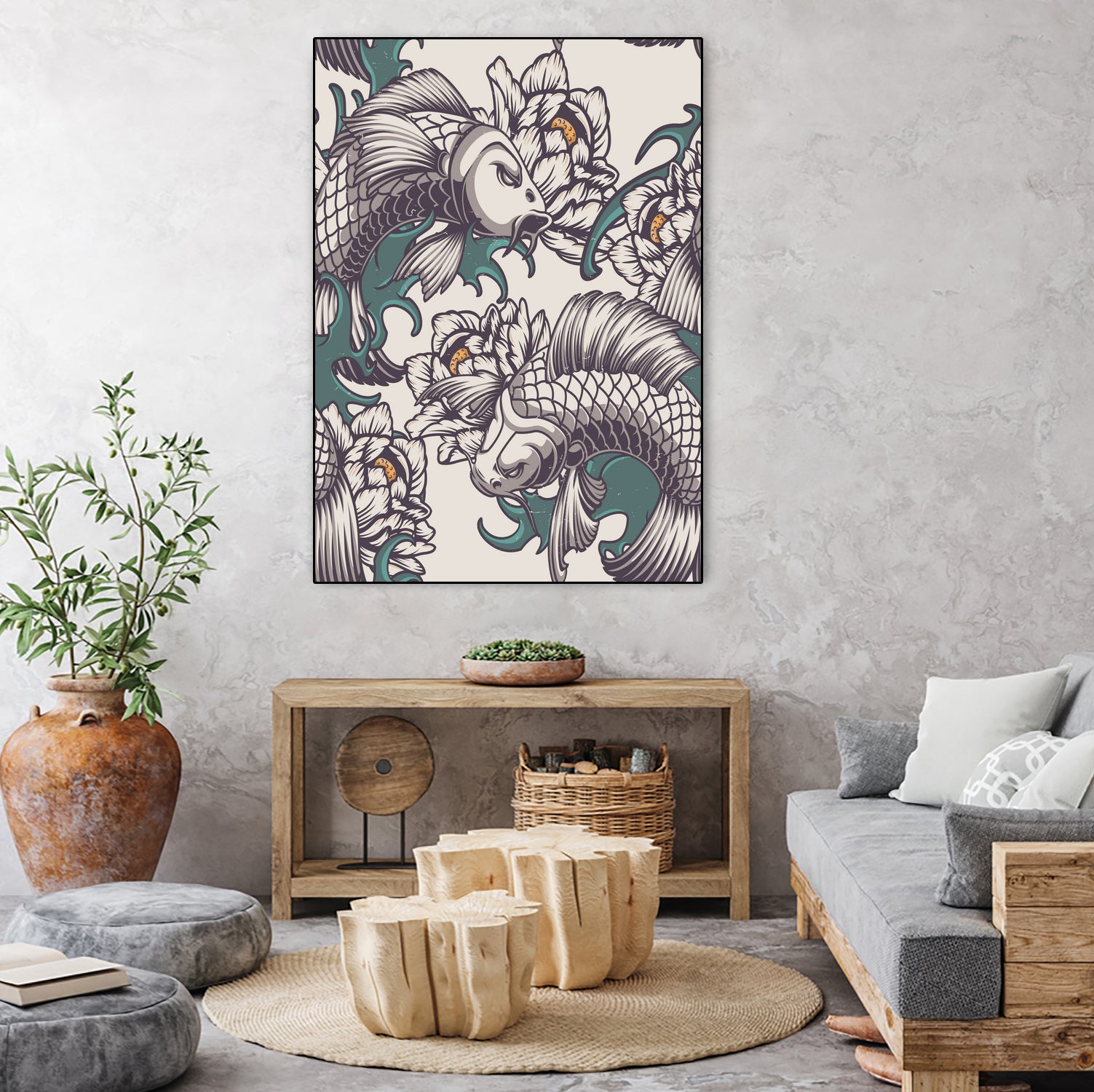 Koi Fish Japan Illustrations by Edo Agus Setiawan on GIANT ART - white digital painting