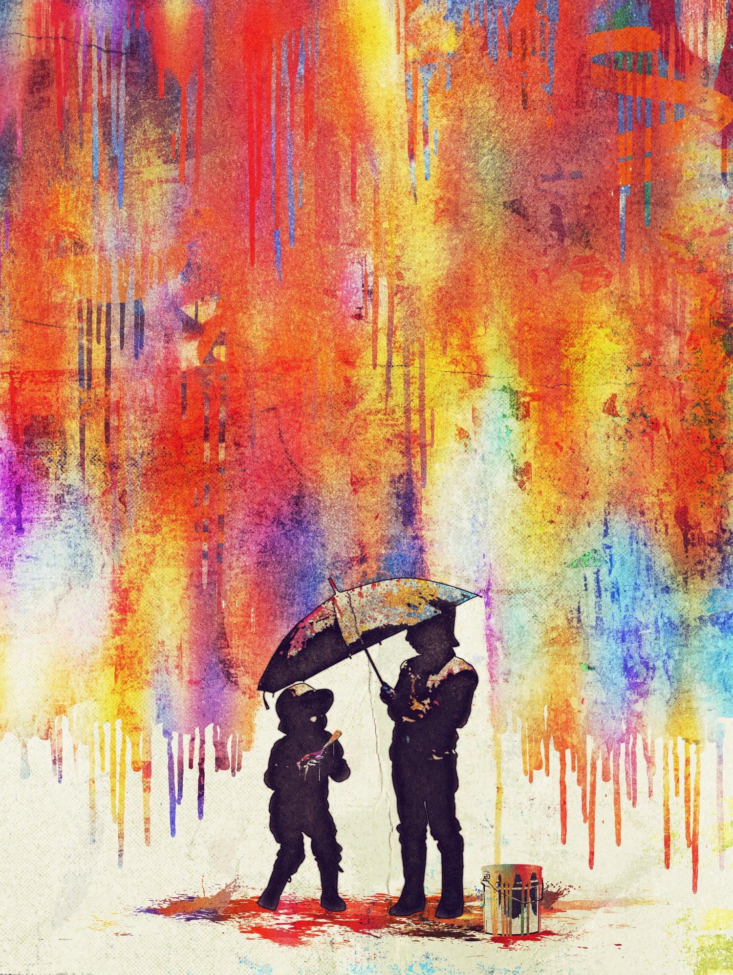 Enfants sous la pluie by Johann Brangeon on GIANT ART - white digital painting