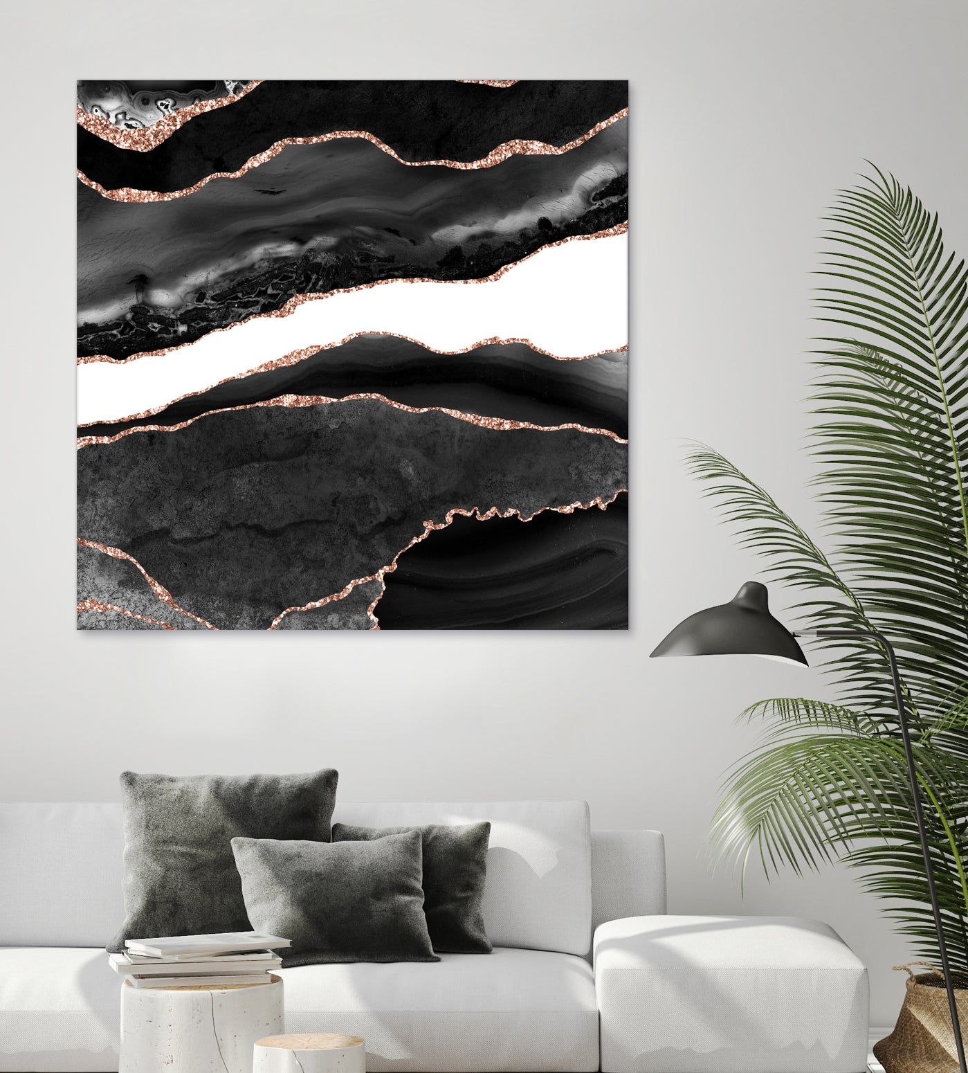 Black & Rose Gold Agate Texture 08 by Isabel Muñoz on GIANT ART - black digital painting