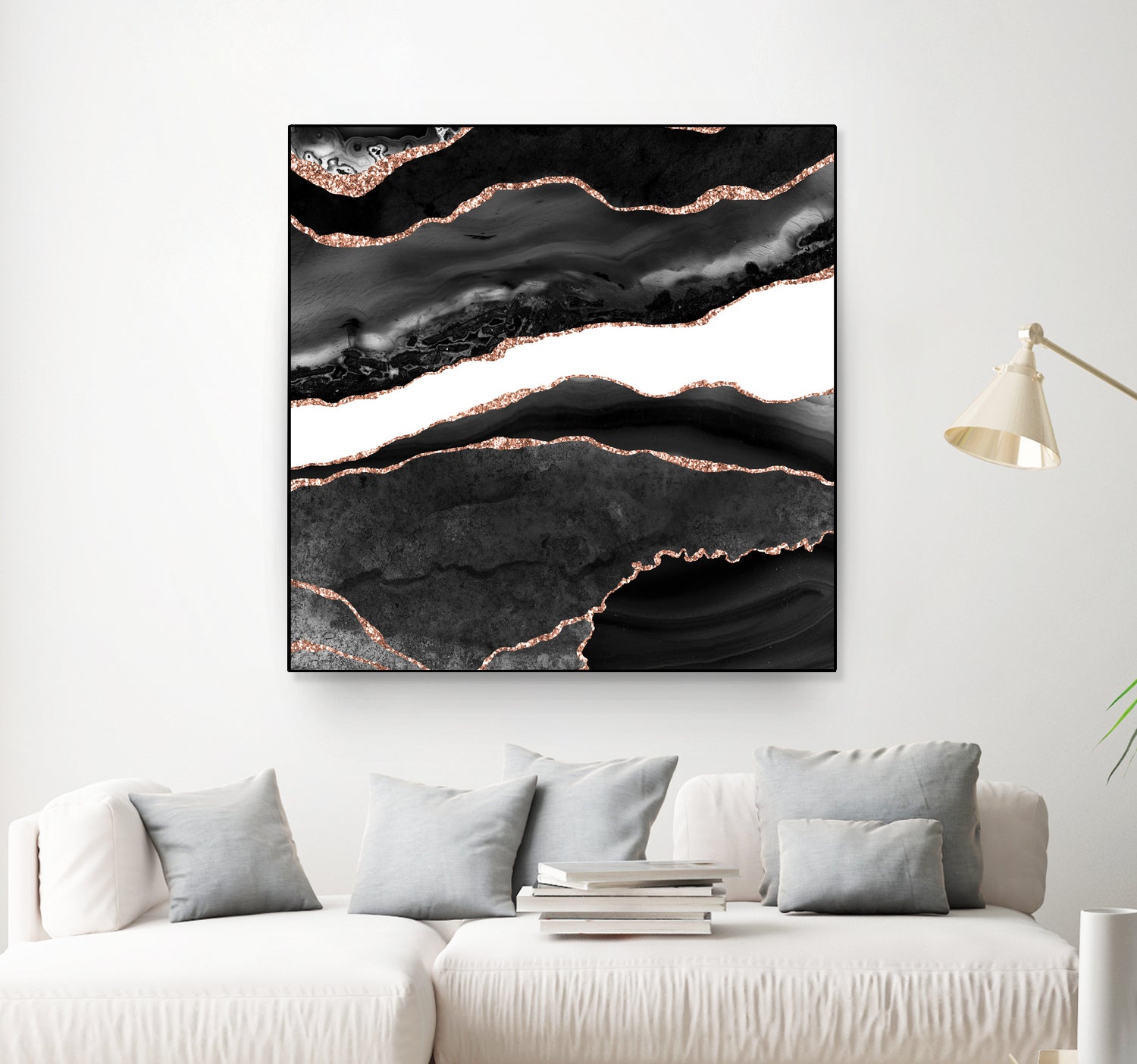 Black & Rose Gold Agate Texture 08 by Isabel Muñoz on GIANT ART - black digital painting