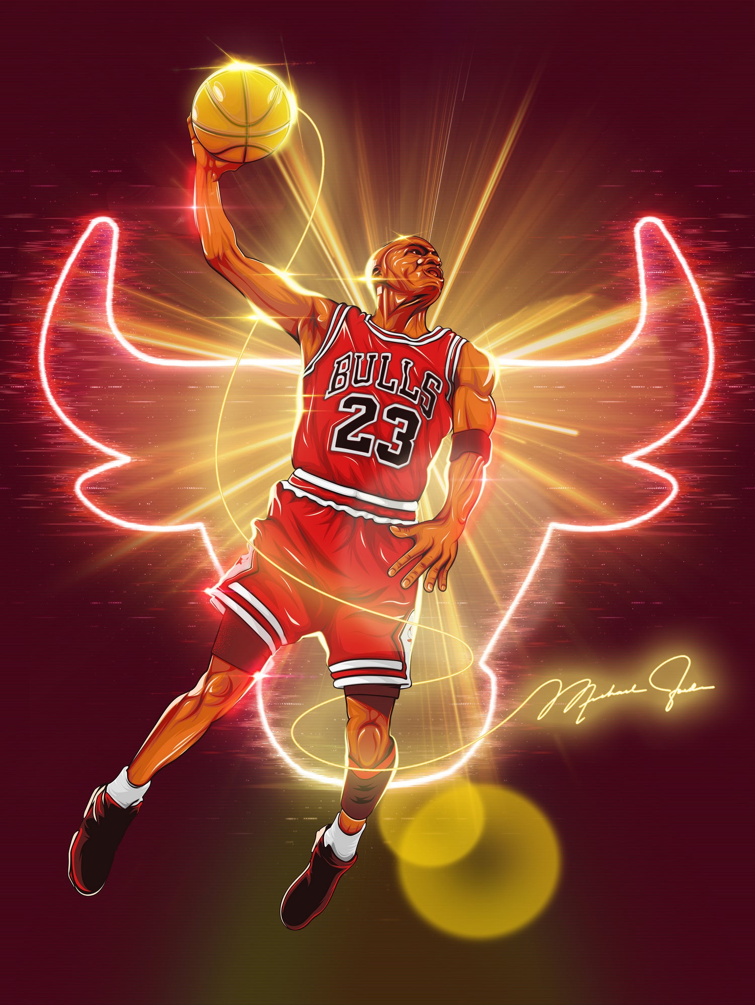 Michael "Air Jordan" Jordan by Zildjian Magante on GIANT ART - red digital drawing