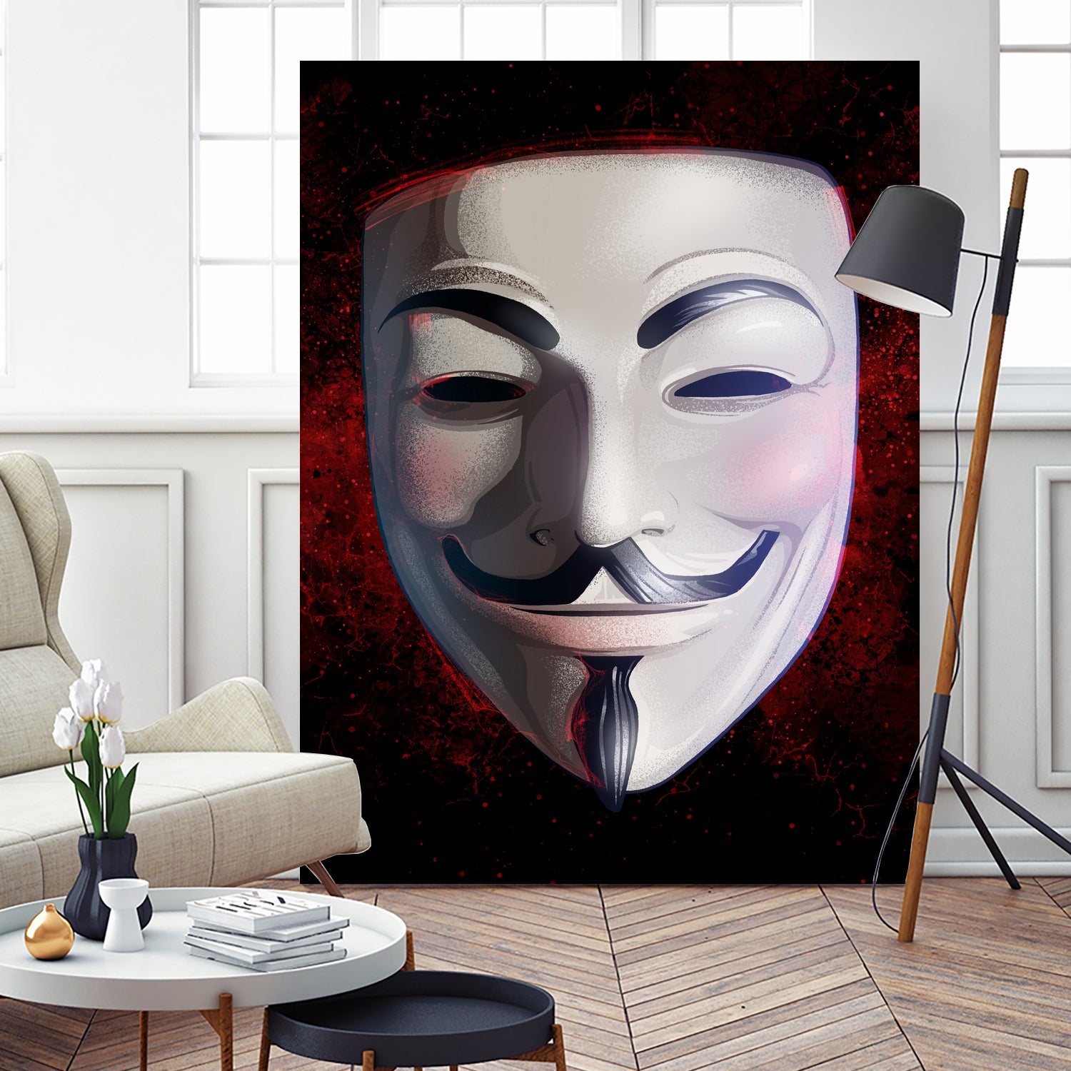 V For Vendetta Mask by Nikita Abakumov on GIANT ART - white digital painting