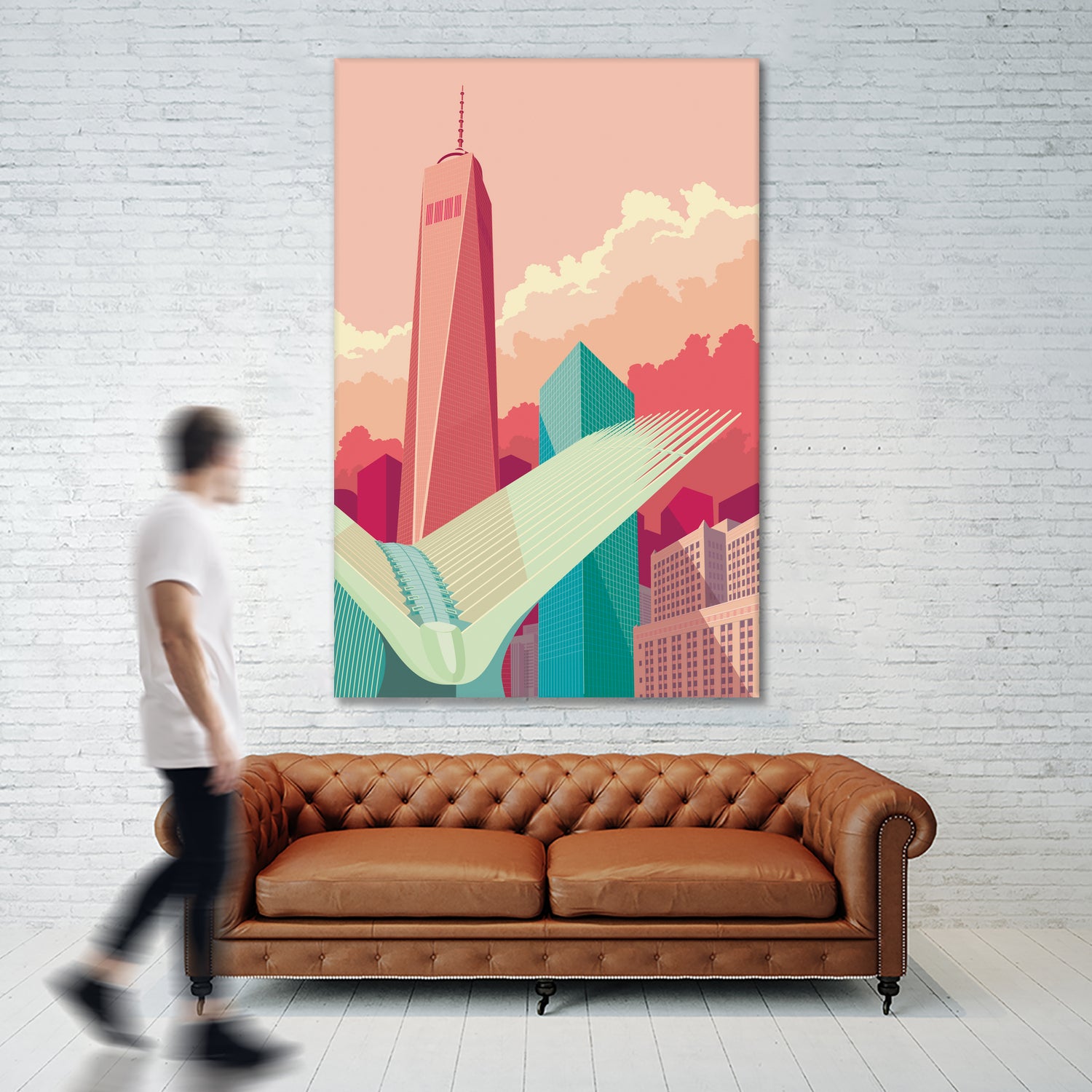 WTC NYC by Remko Heemskerk on GIANT ART - pink digital drawing