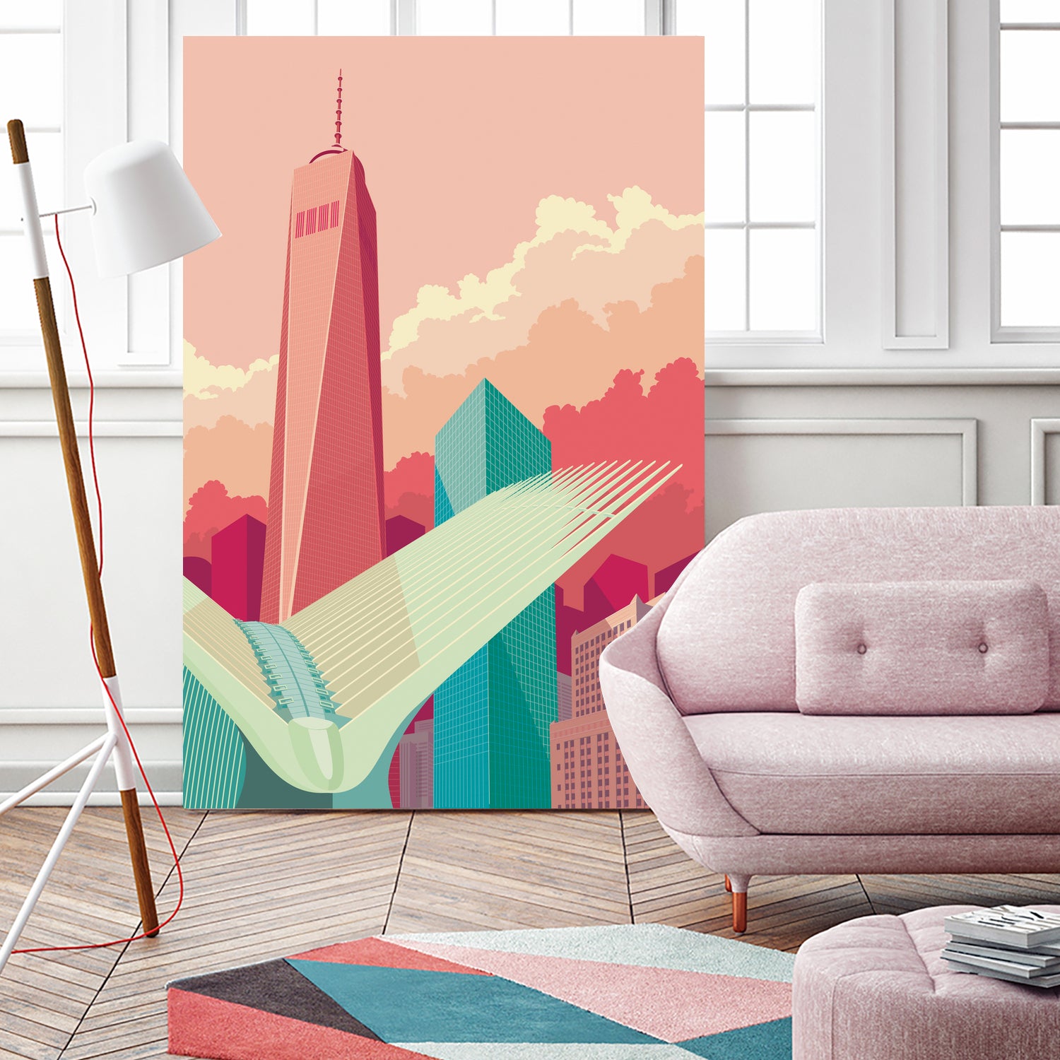 WTC NYC by Remko Heemskerk on GIANT ART - pink digital drawing