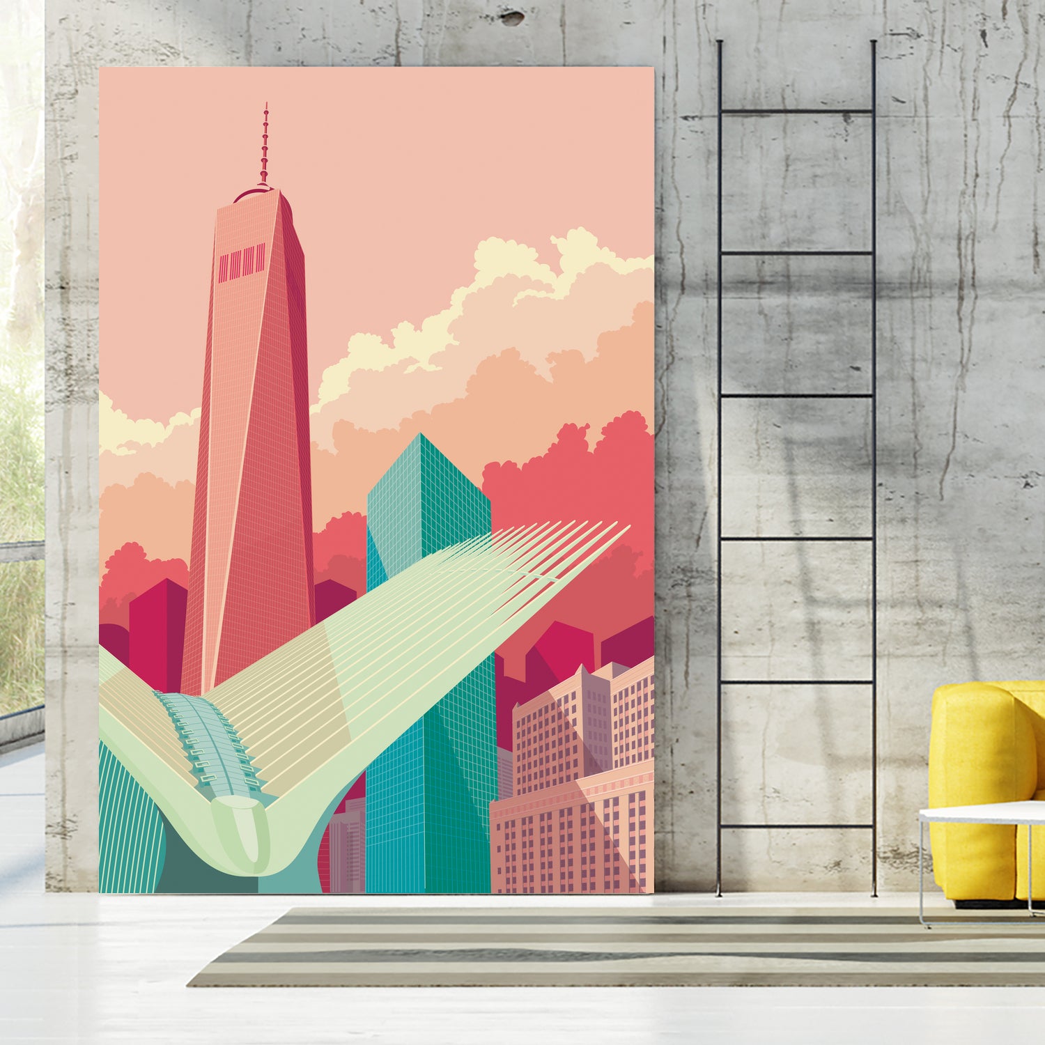 WTC NYC by Remko Heemskerk on GIANT ART - pink digital drawing