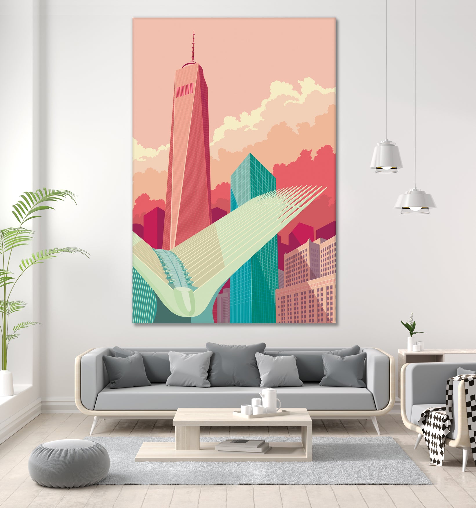 WTC NYC by Remko Heemskerk on GIANT ART - pink digital drawing